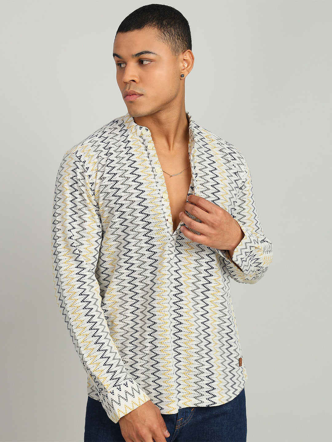 

FUBAR Men Slim Fit Opaque Casual Shirt, Yellow