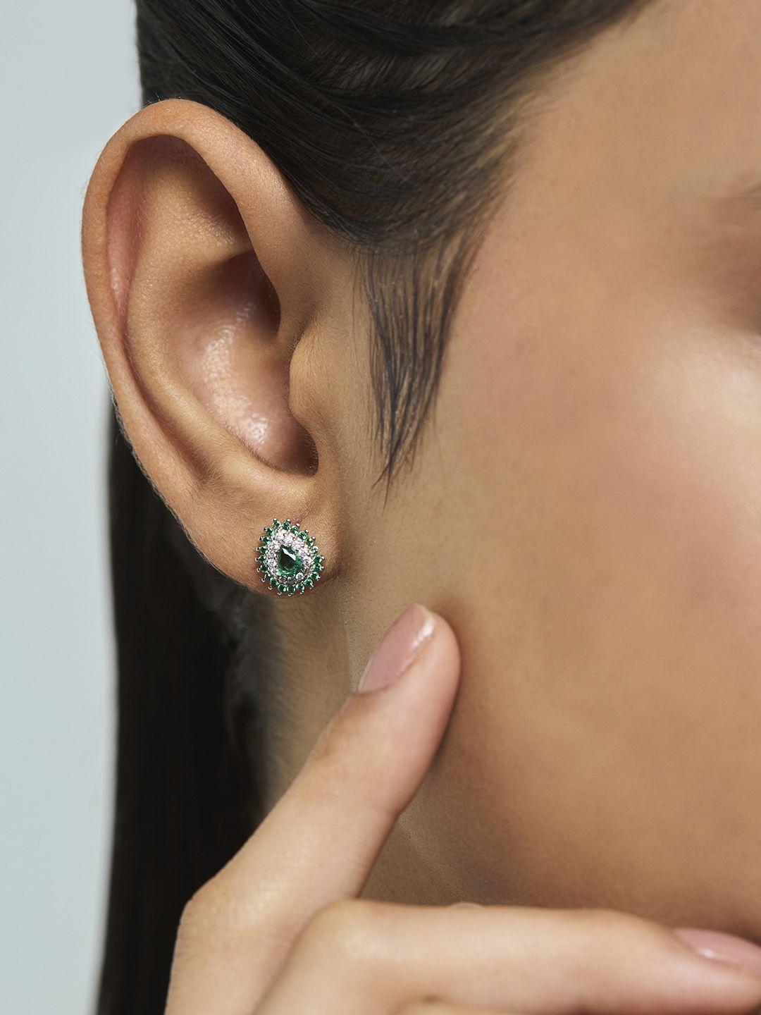 

Kushal's Fashion Jewellery 92.5 Pure Silver Teardrop Shaped Studs Earrings