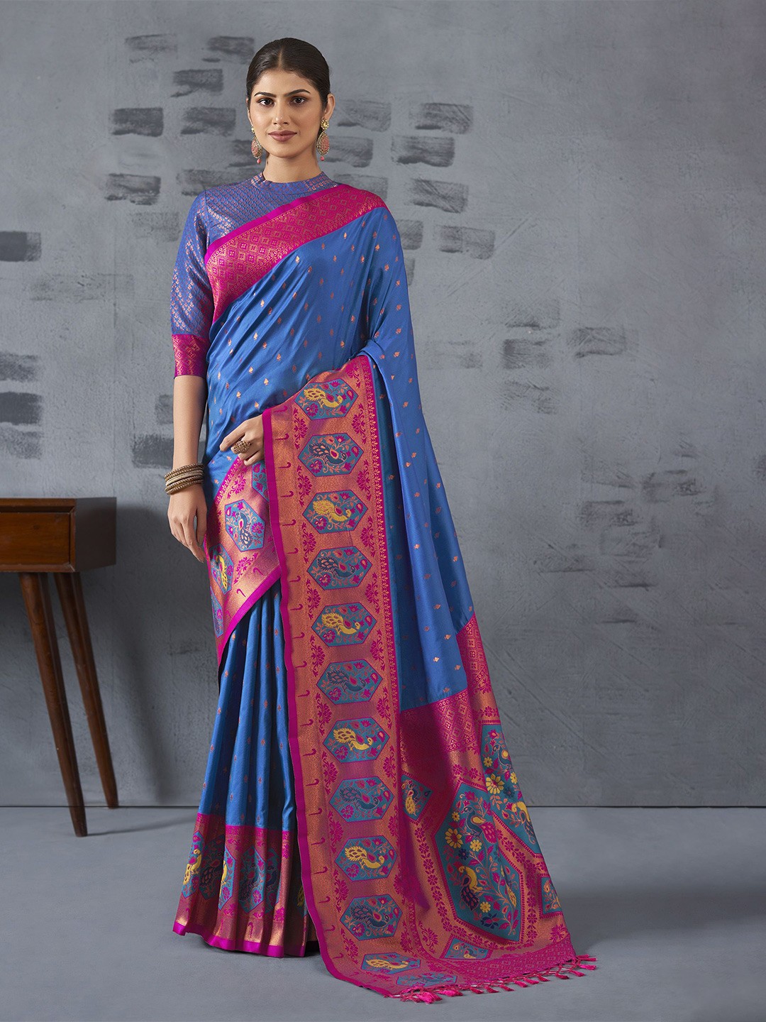 

Anouk Woven Design Zari Paithani Saree, Blue
