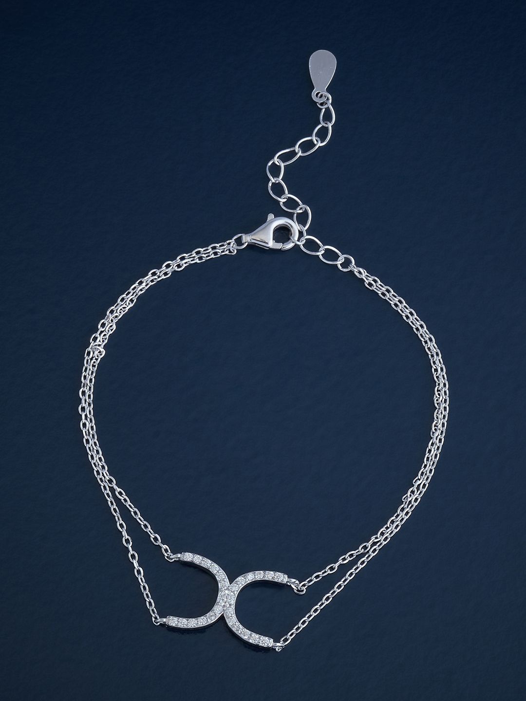 

Kushal's Fashion Jewellery 92.5 Pure Silver Rhodium-Plated CZ Wraparound Bracelet