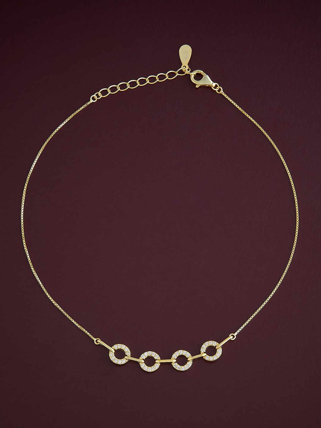 

Kushal's Fashion Jewellery Sterling Silver Artificial Stones Gold-Plated Anklet