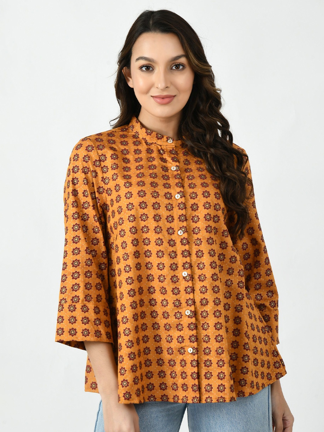 

Sini Lifestyle Geometric Print Top, Mustard