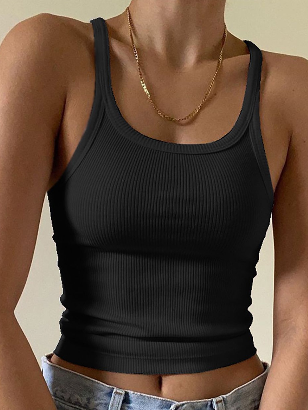 

StyleCast x Revolte Women Solid Shoulder Straps Top, Black