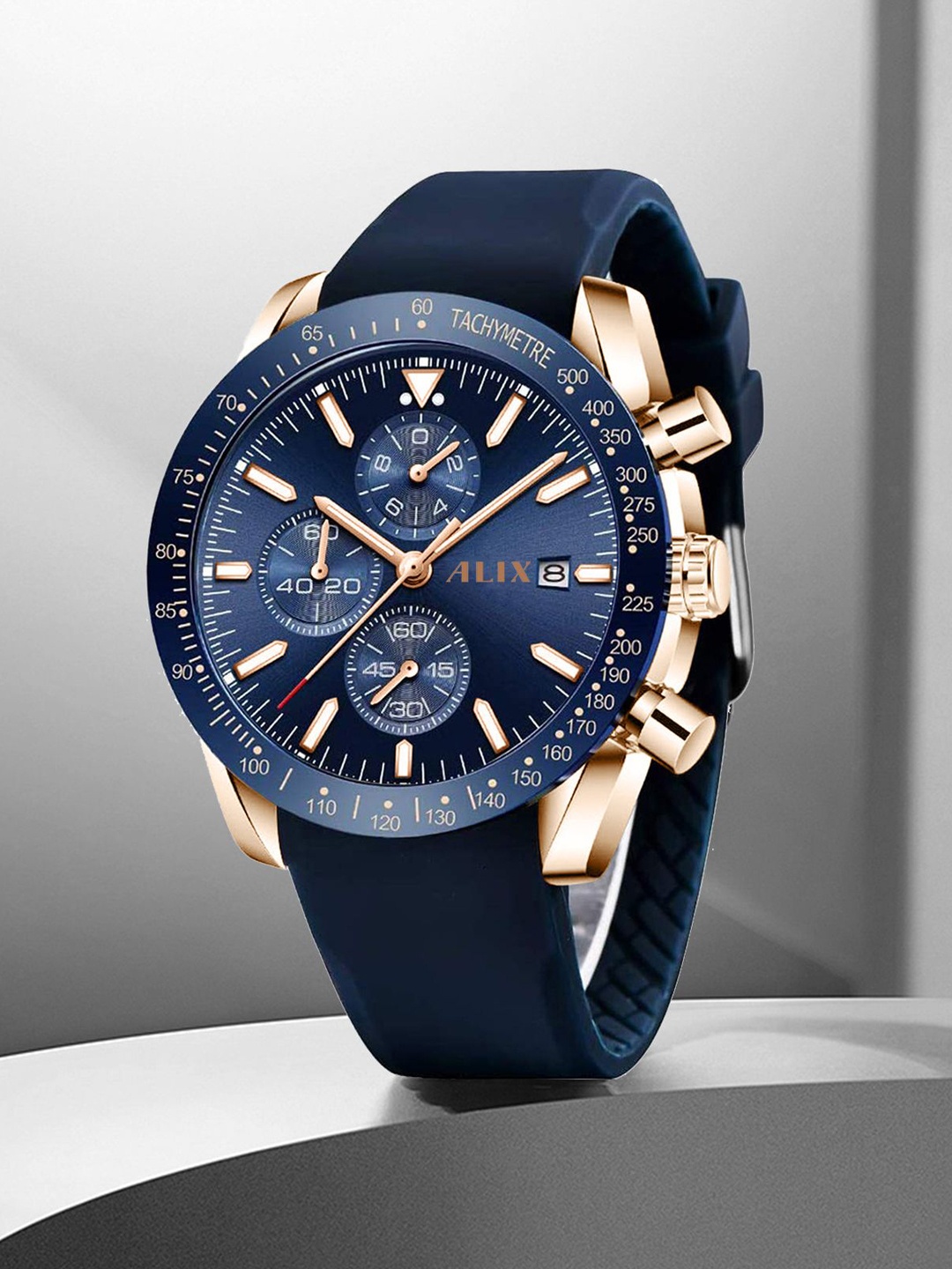 

ALIX Men Brass Dial & Straps Analogue Chronograph Watch AL3014T RGBEBE, Blue