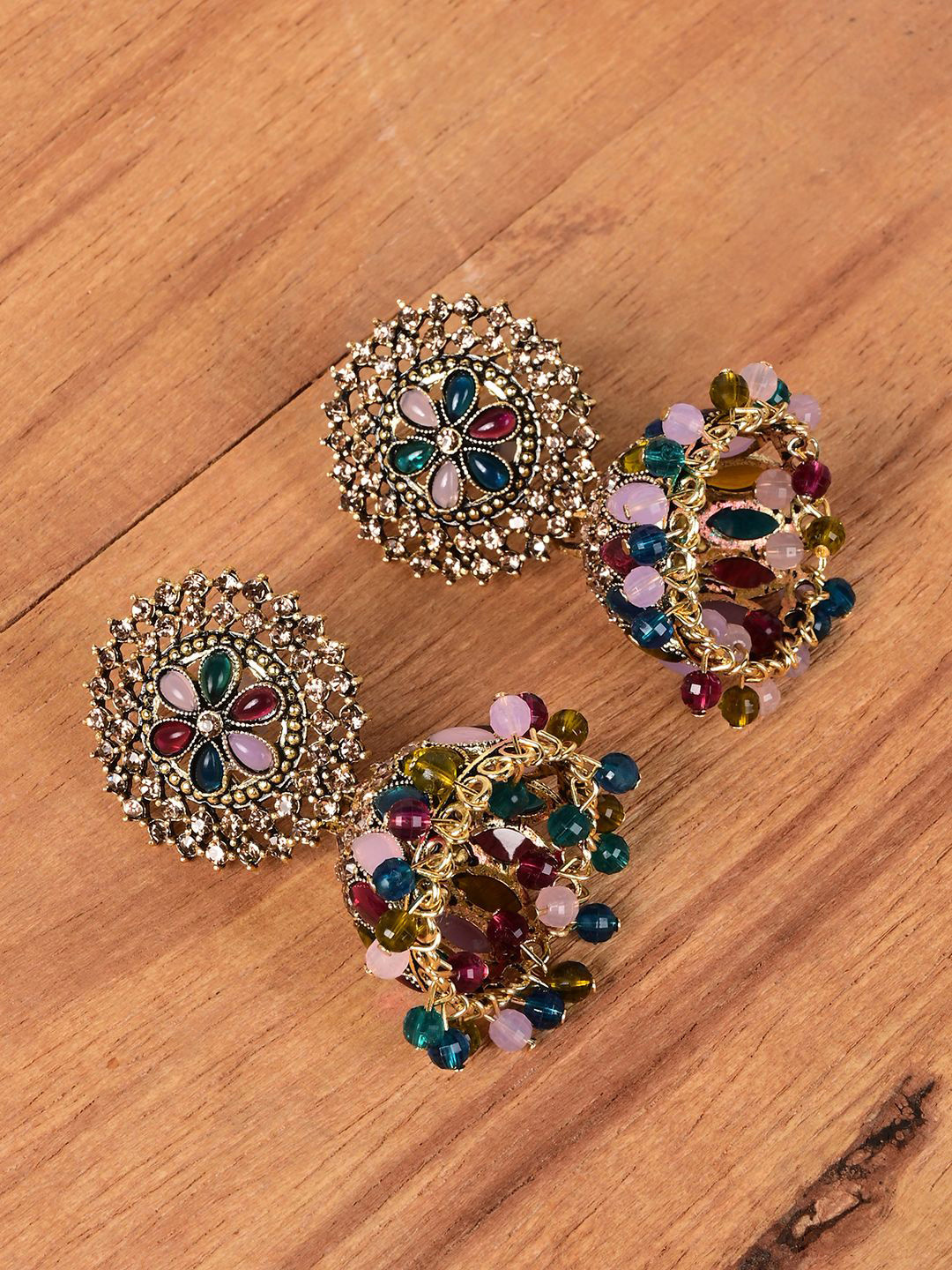 

Keviv Gold-Plated Dome Shaped Jhumkas Earrings