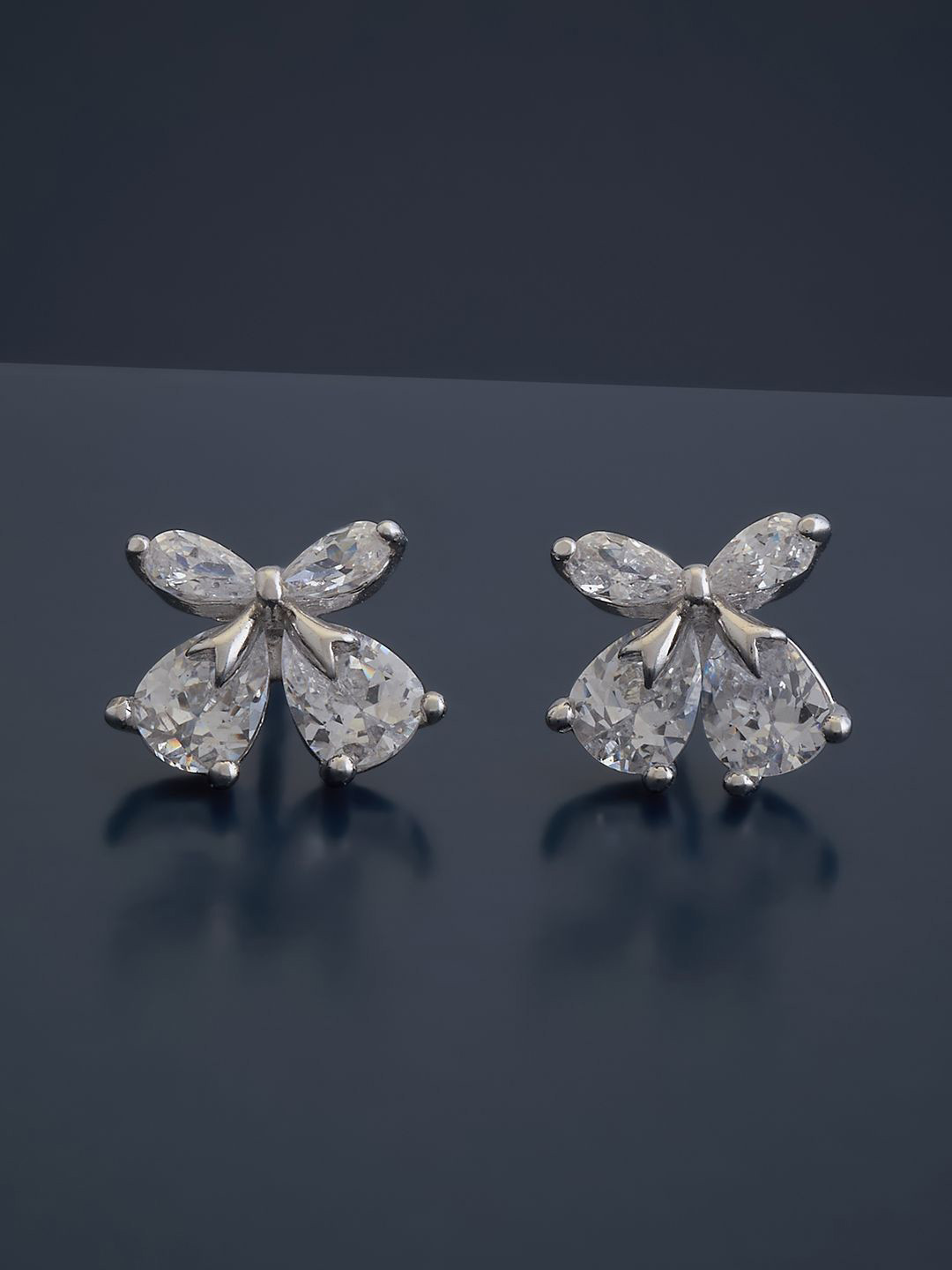 

Kushal's Fashion Jewellery 92.5 Pure Silver Rhodium-Plated Cubic Zirconia Studded Studs