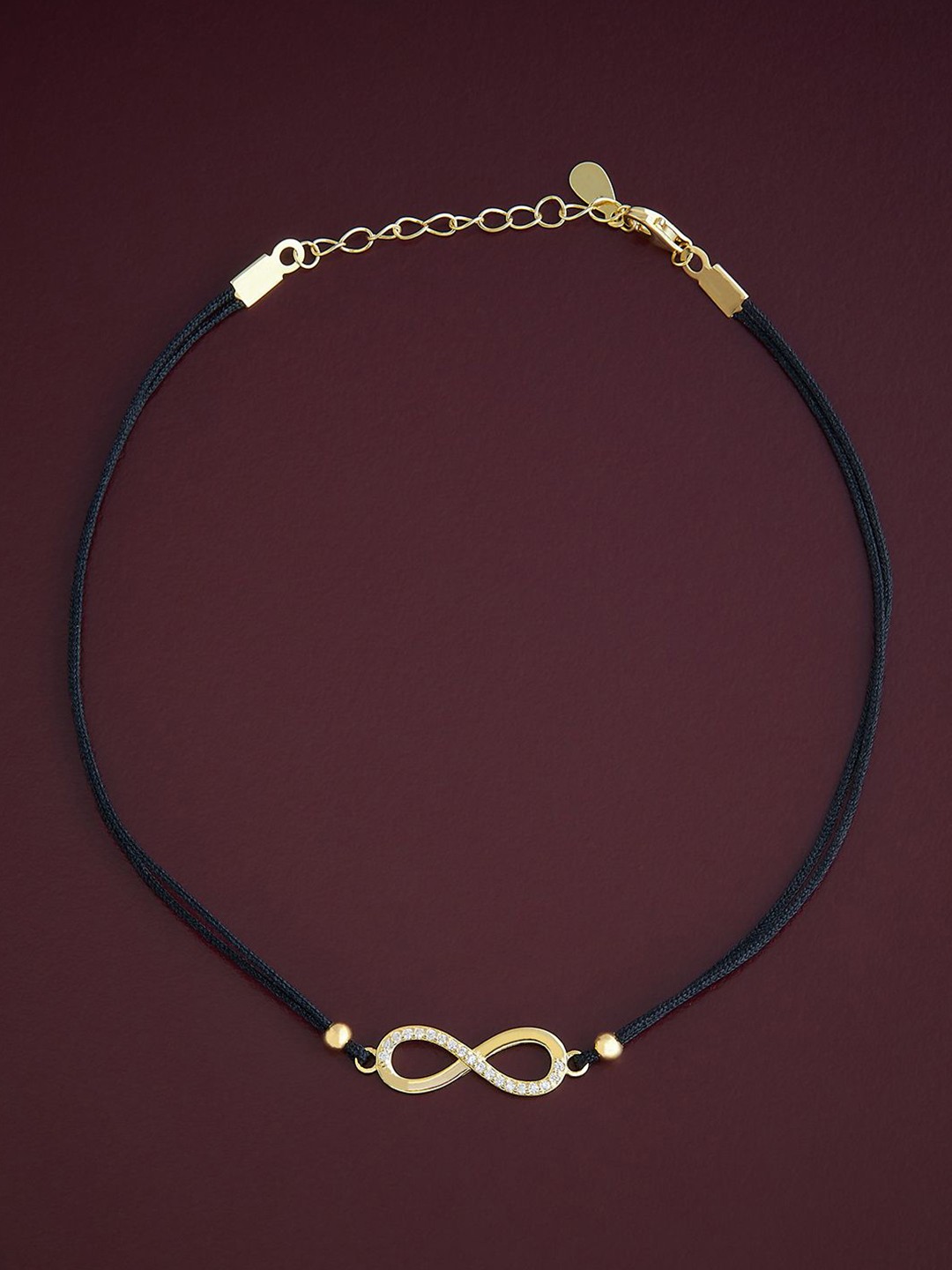 

Kushal's Fashion Jewellery 92.5 Pure Silver Gold-Plated Stones Studded Anklet