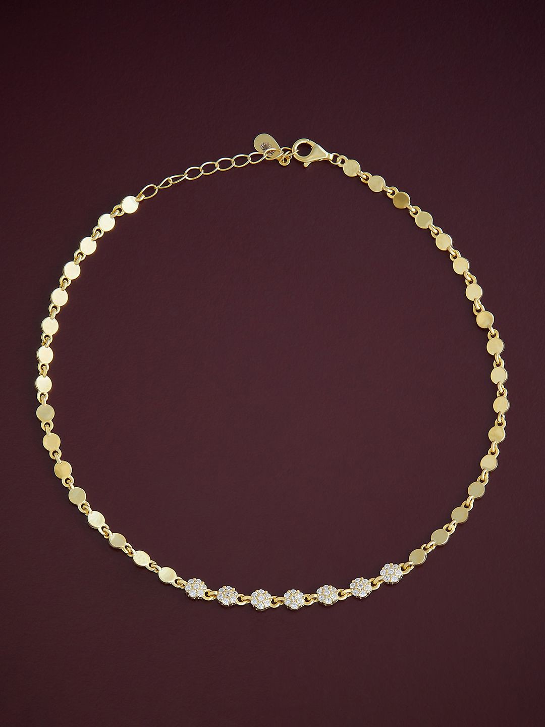 

Kushal's Fashion Jewellery Sterling Silver Artificial Stones Gold-Plated Anklet