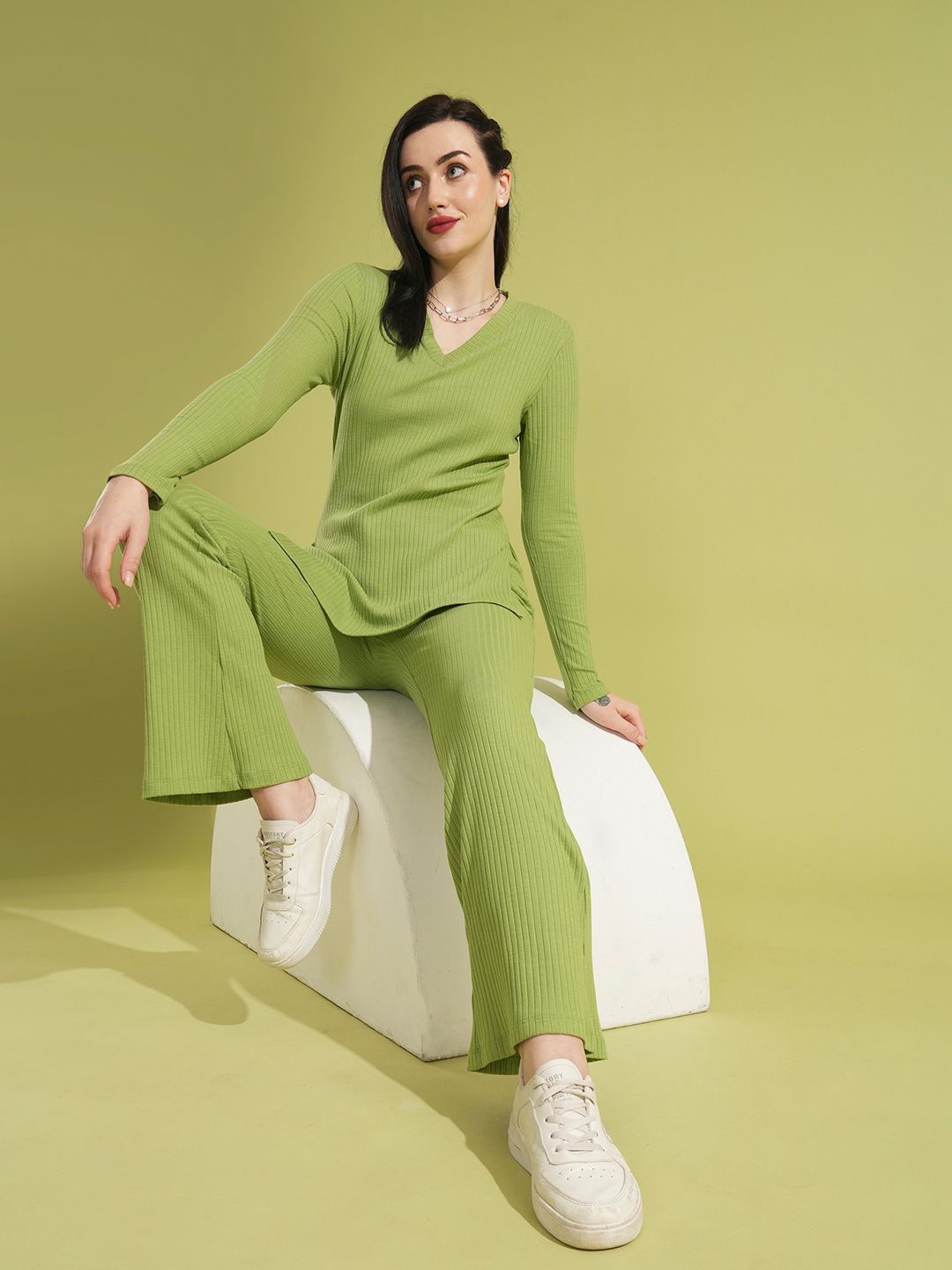 

Globus Ribbed Top & Trouser, Green