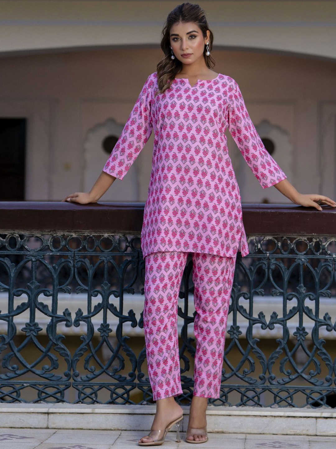 

VredeVogel Floral Printed Tunic with Trousers, Pink