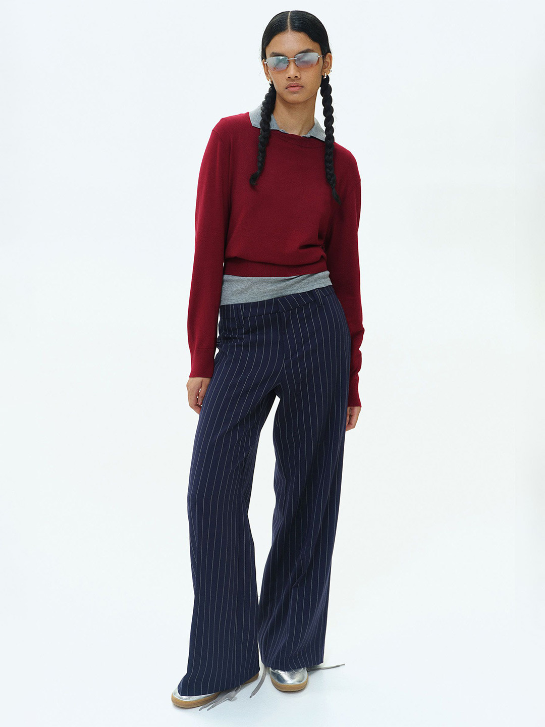 

H&M Short Fine Knit Jumper Sweaters, Red