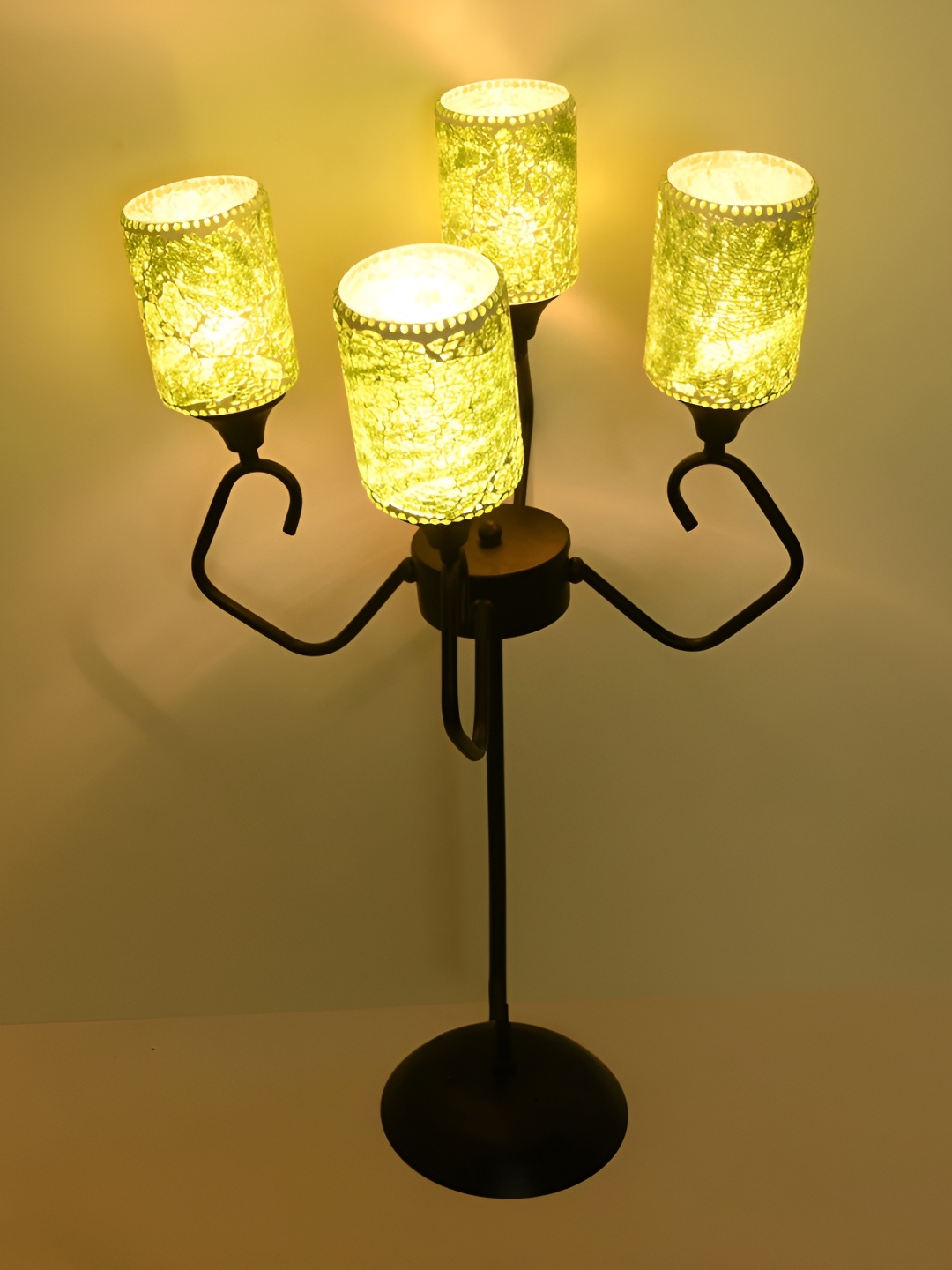 

Afast Green & White Textured Contemporary Cylinder Shaped Glass Table Lamp