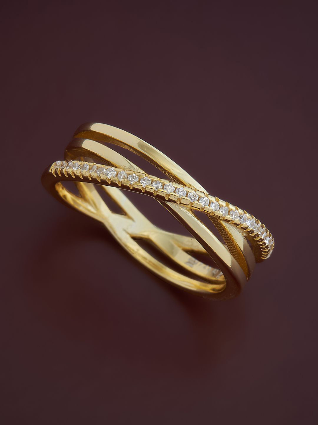 

Kushal's Fashion Jewellery Sterling Silver Gold-Plated Cubic Zirconia Finger Ring