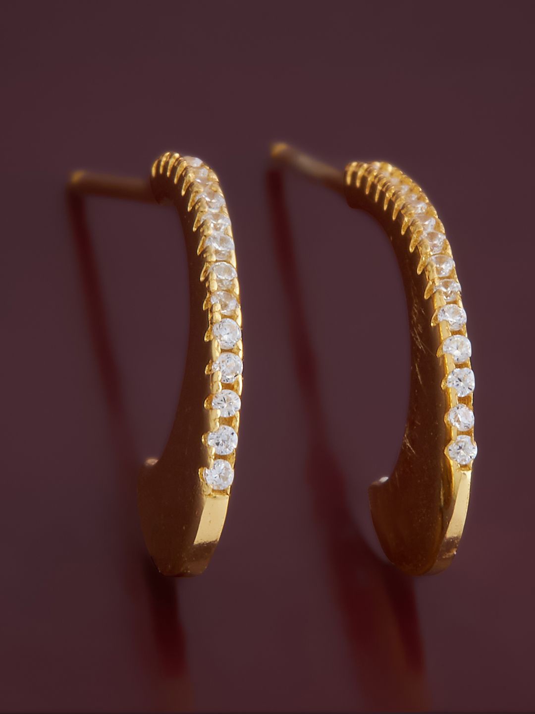 

Kushal's Fashion Jewellery Sterling Silver Cubic Zirconia Gold-Plated Half Hoop Earrings, White