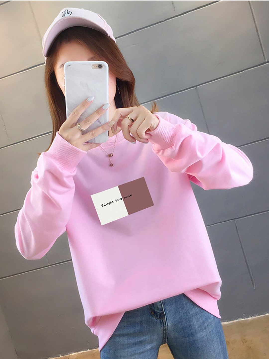 

StyleCast x Revolte Typography Printed Cotton Longline Sweatshirt, Pink