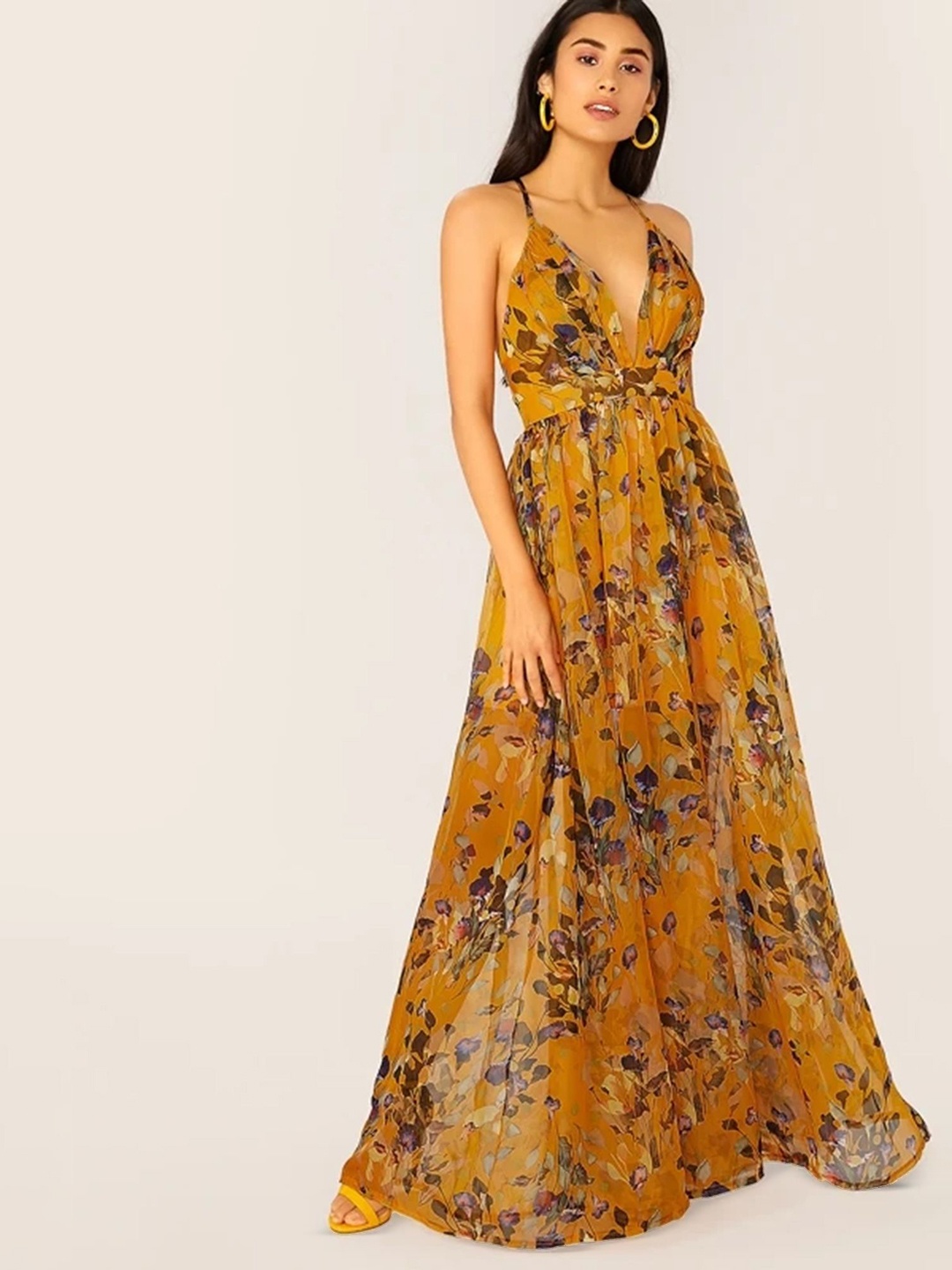 

LULU & SKY Orange Floral Print Maxi Dress