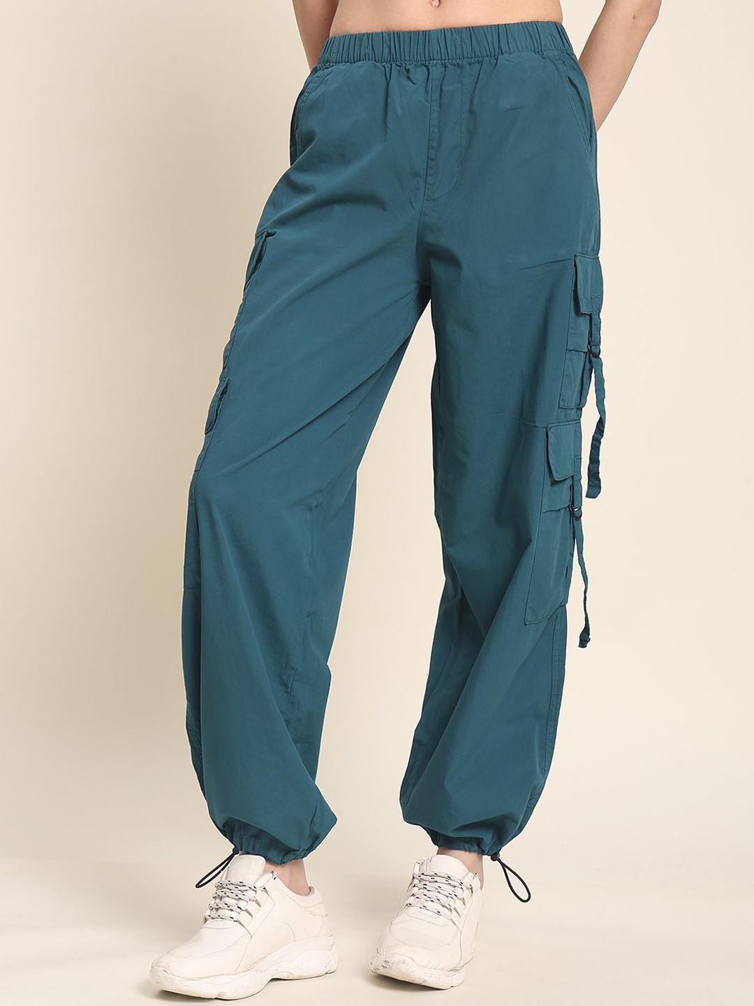 

The Roadster Lifestyle Co Women Loose Fit Casual Cargo Trouser, Teal