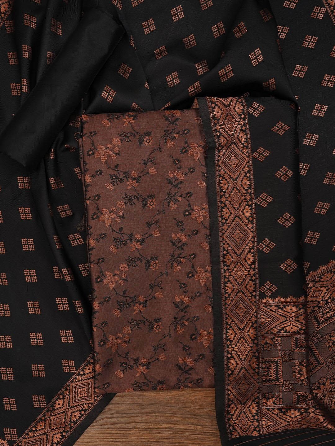 

Jaipur Kurti Floral Silk Zari Woven Dress Material with Dupatta, Blue