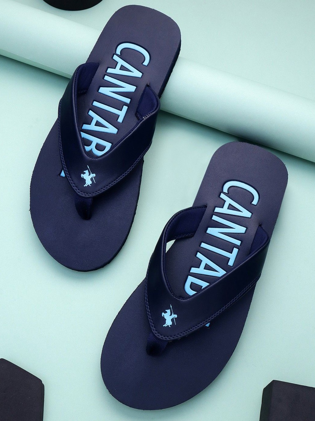 

Cantabil Men Printed Thong Flip-Flops, Navy blue