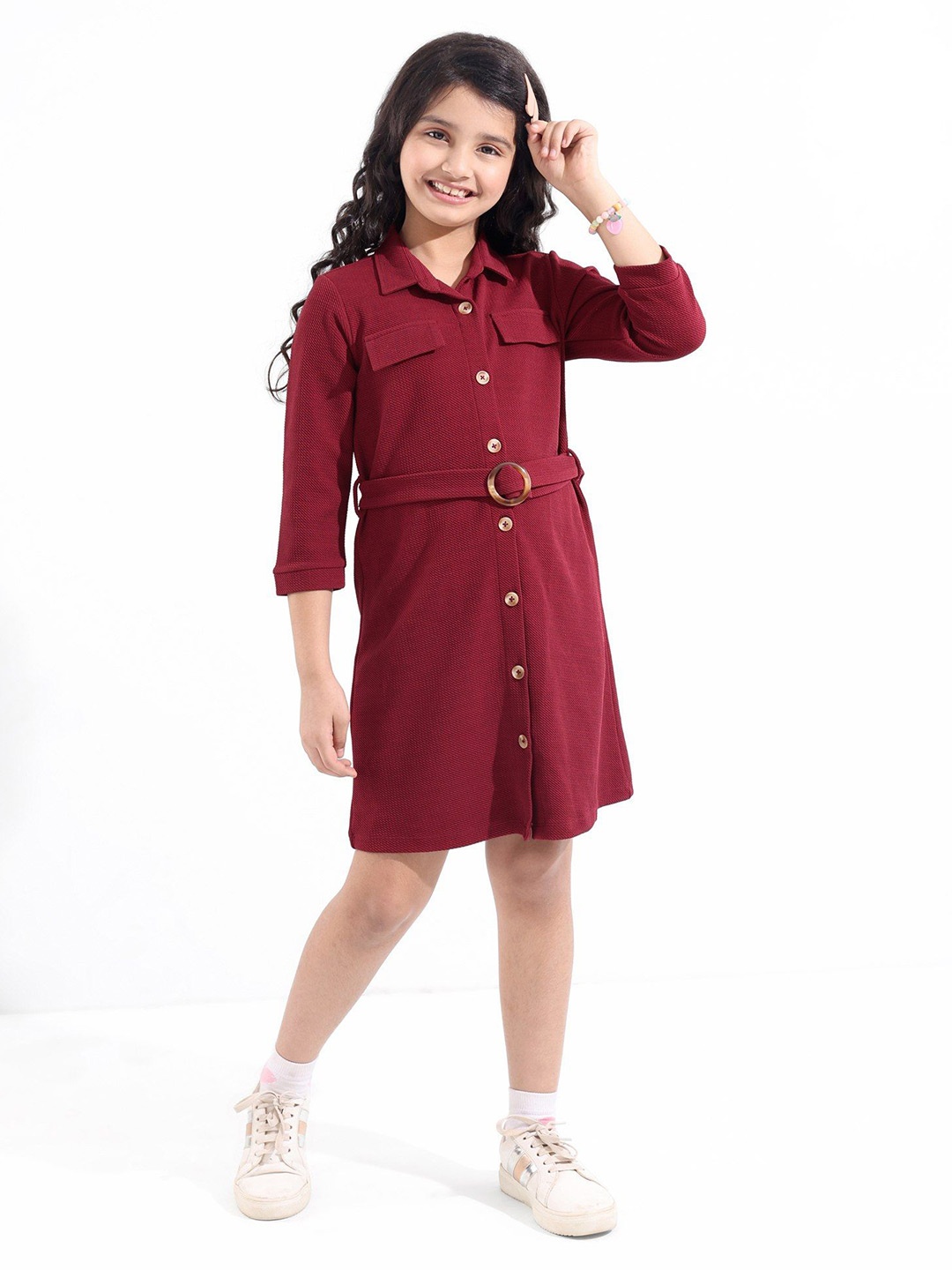 

Hola Bonita Shirt Dress, Maroon