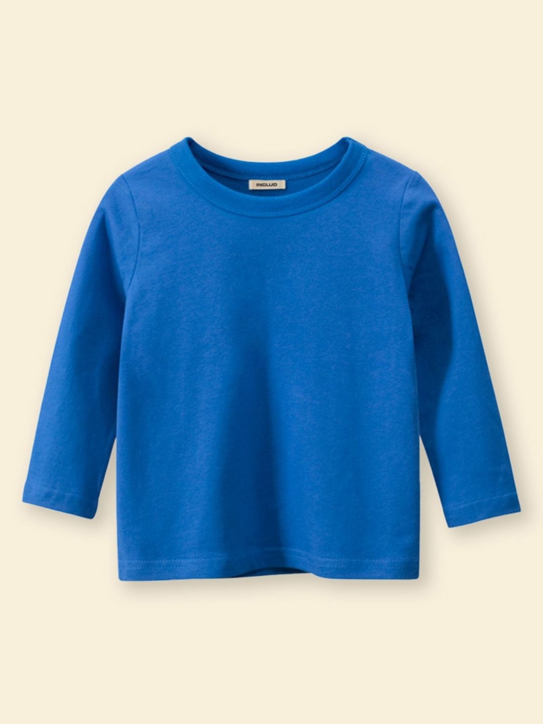 

INCLUD Boys Solid Round Neck Cotton T-shirt, Blue