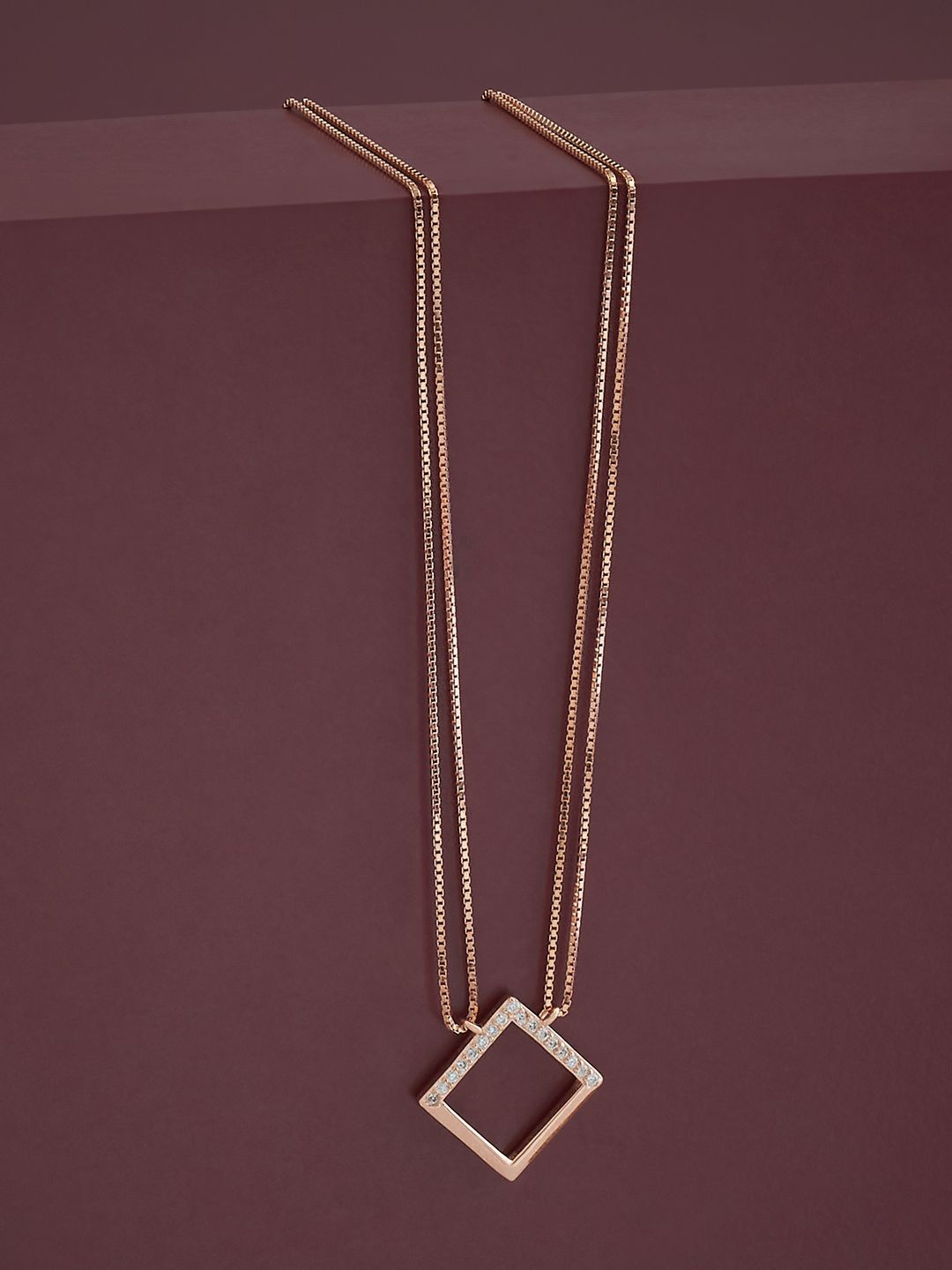 

Kushal's Fashion Jewellery Sterling Silver Rose Gold-Plated Cubic Zirconia Chain