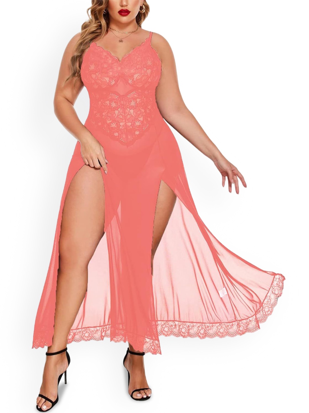 

CareDone Solid V-Neck Baby Doll, Peach