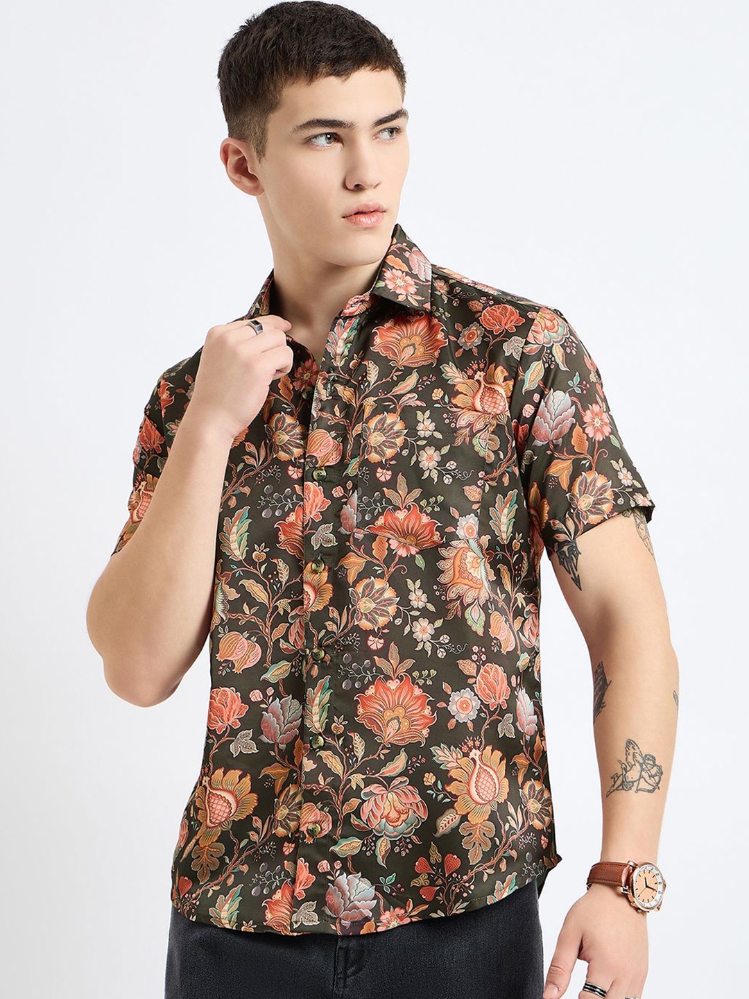 

Modeve Men Floral Opaque Printed Casual Shirt, Multi