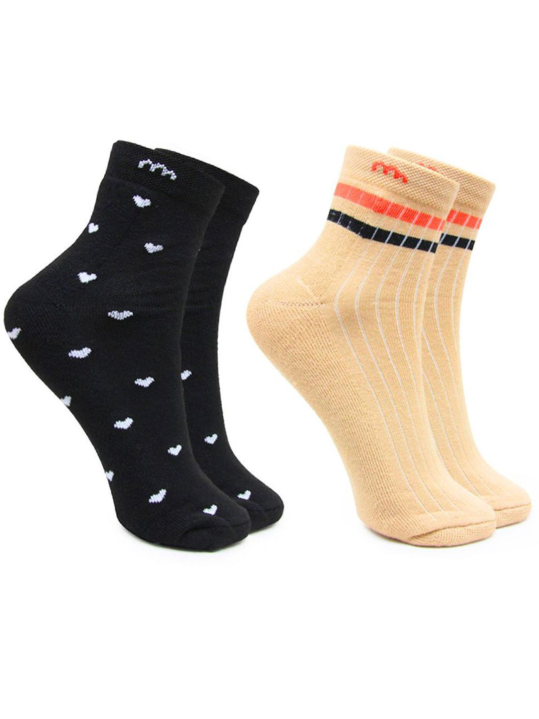 

BAESD Women Pack Of 2 Patterned Ankle Length Socks, Beige