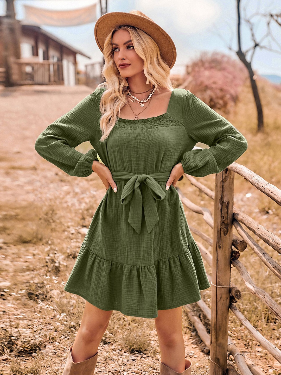 

StyleCast x Revolte women A-Line Mini Dress, Green