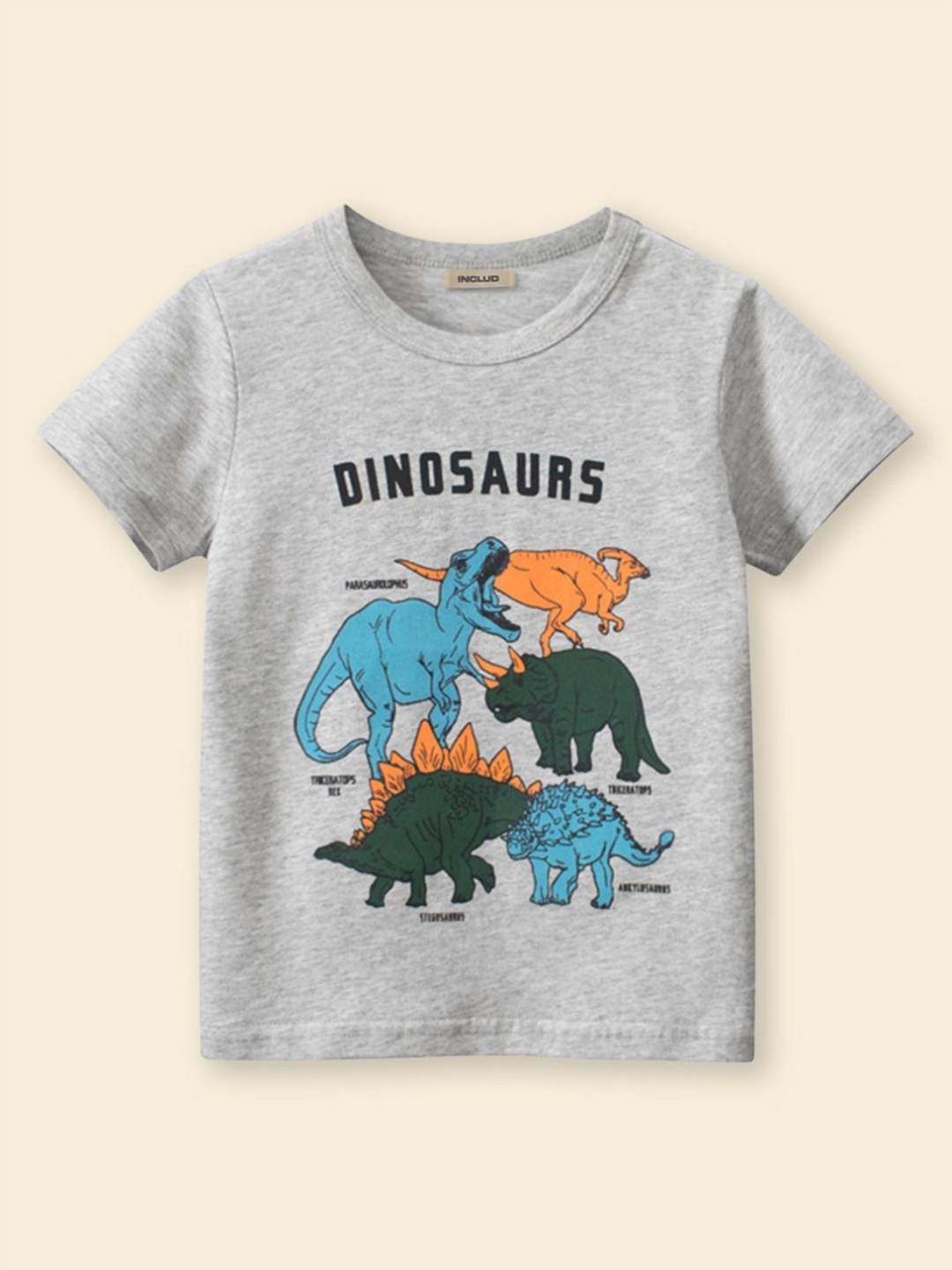 

INCLUD Boys Graphic Printed Round Neck Cotton T-shirt, Grey