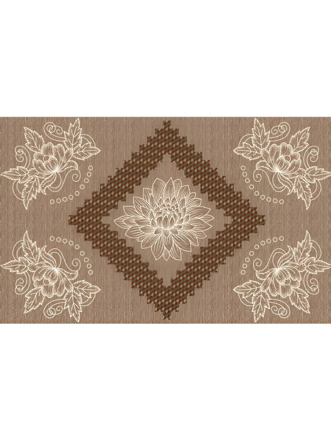 

LIVING ROOTS Brown & White 8 Pieces Ethnic Motifs Printed Cotton Diwan Set