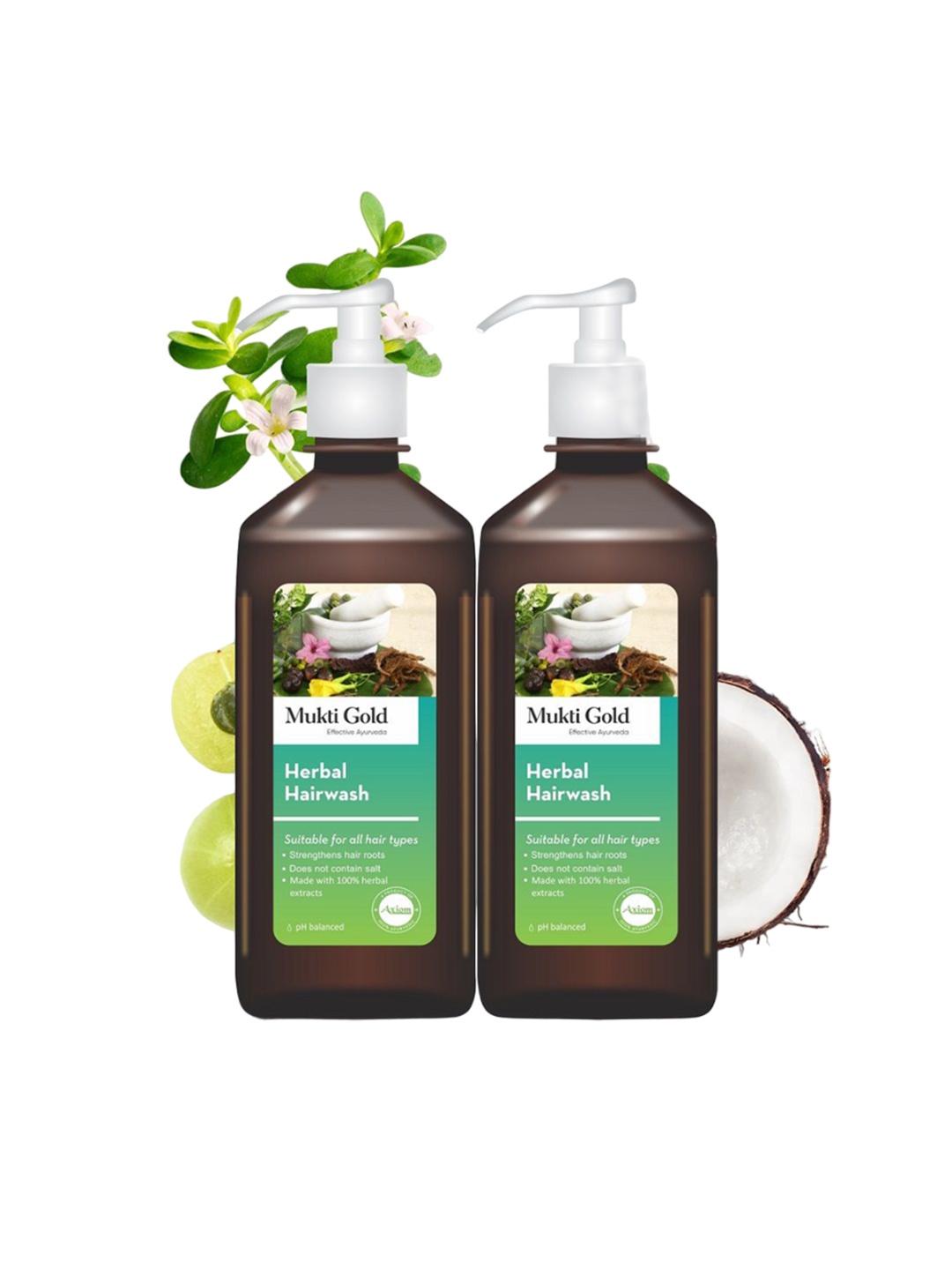 

Mukti Gold Set Of 2 Herbal Hairwash For Hairfall Control 400ml Each, Brown