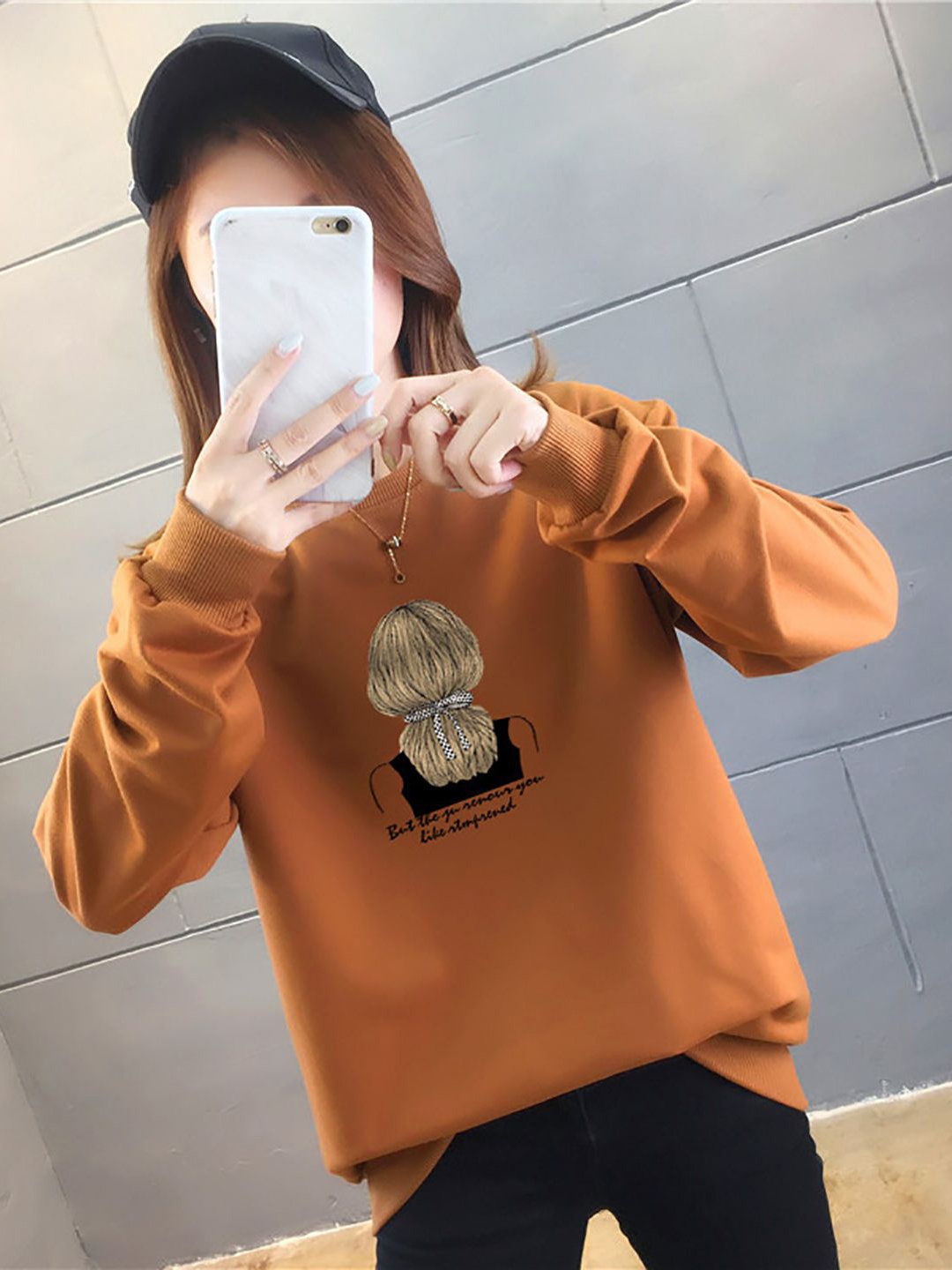 

StyleCast x Revolte Graphic Printed Cotton Longline Sweatshirt, Brown