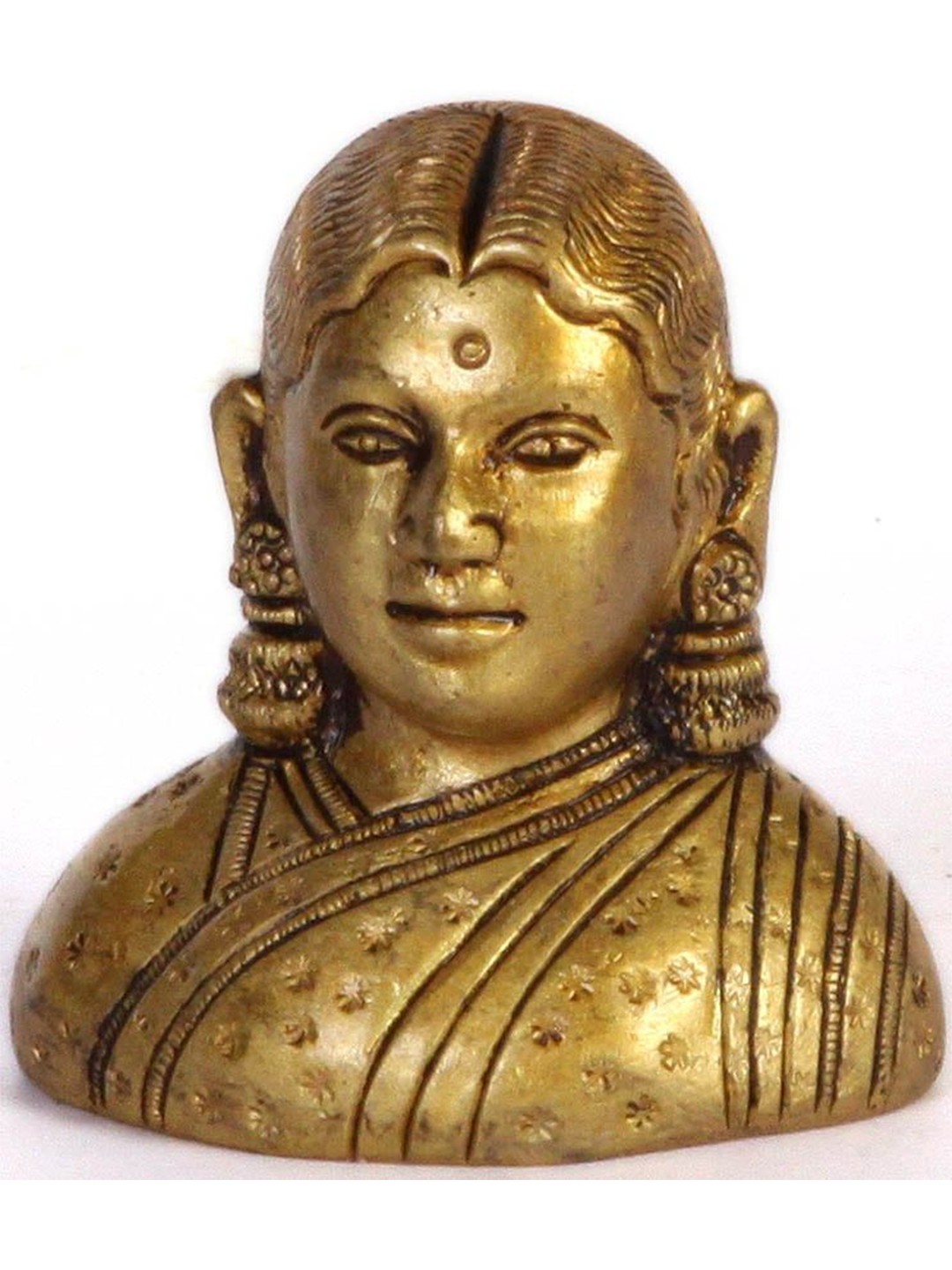 

Exotic India A Lady Brass Showpiece, Gold