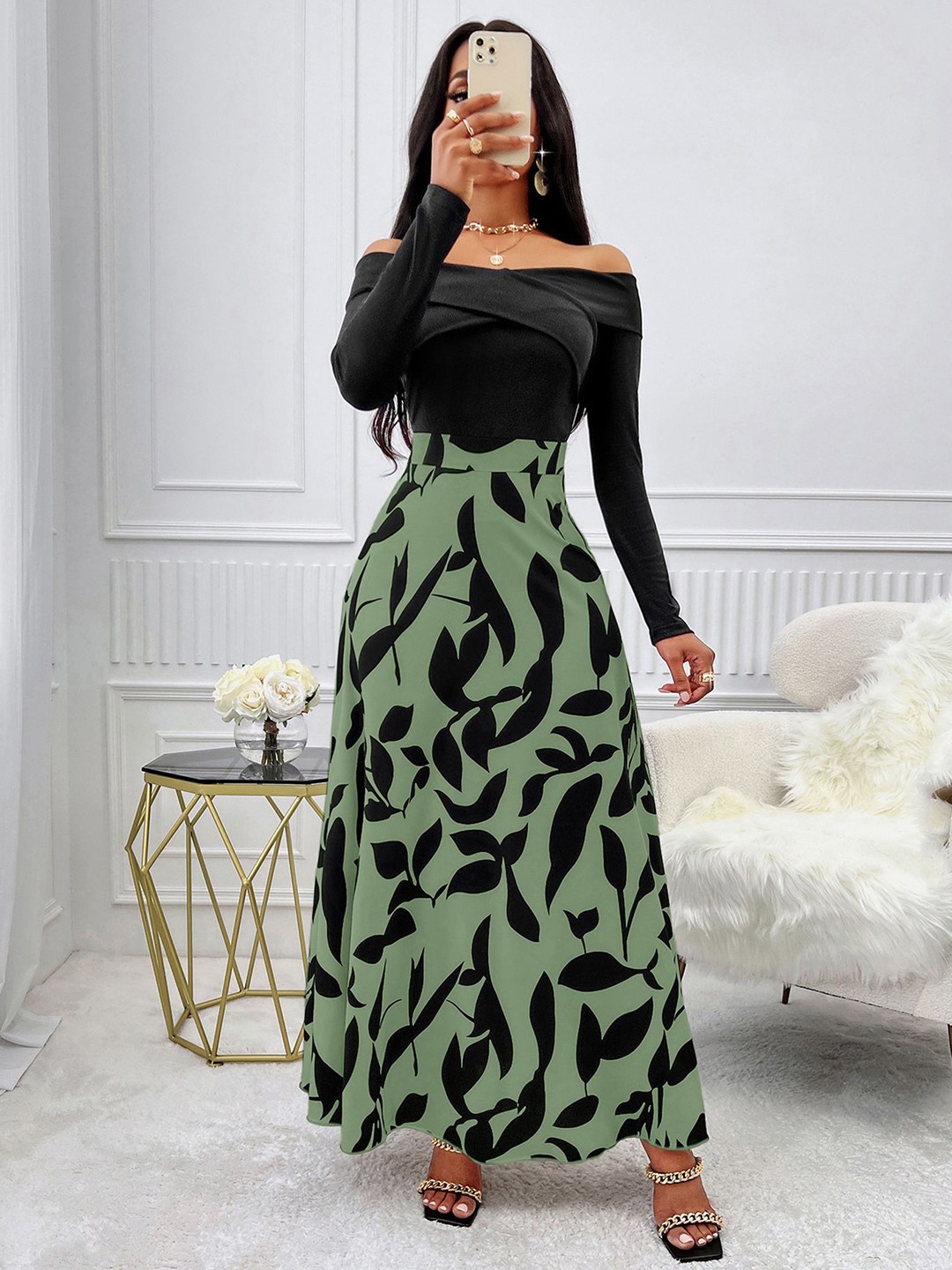 

StyleCast x Revolte Women Tropical Printed Maxi Dress, Green