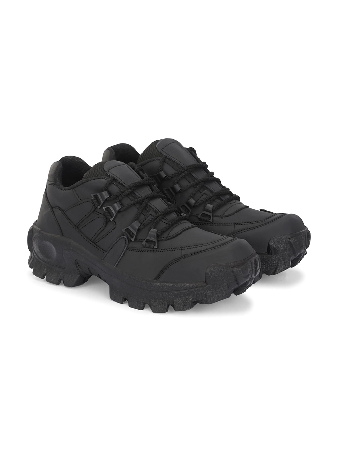 

SHOE DAY Men Leather Trekking Shoes, Black