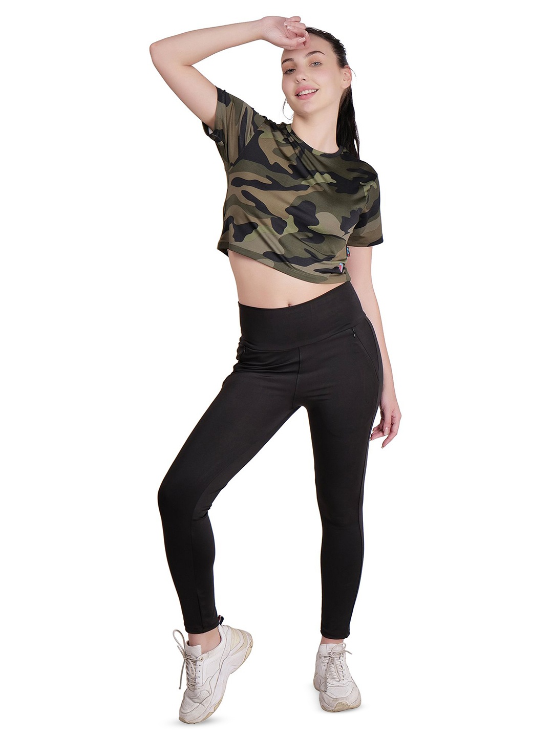 

M7 EMPIRE Women Abstract Printed Round Neck Top, Olive