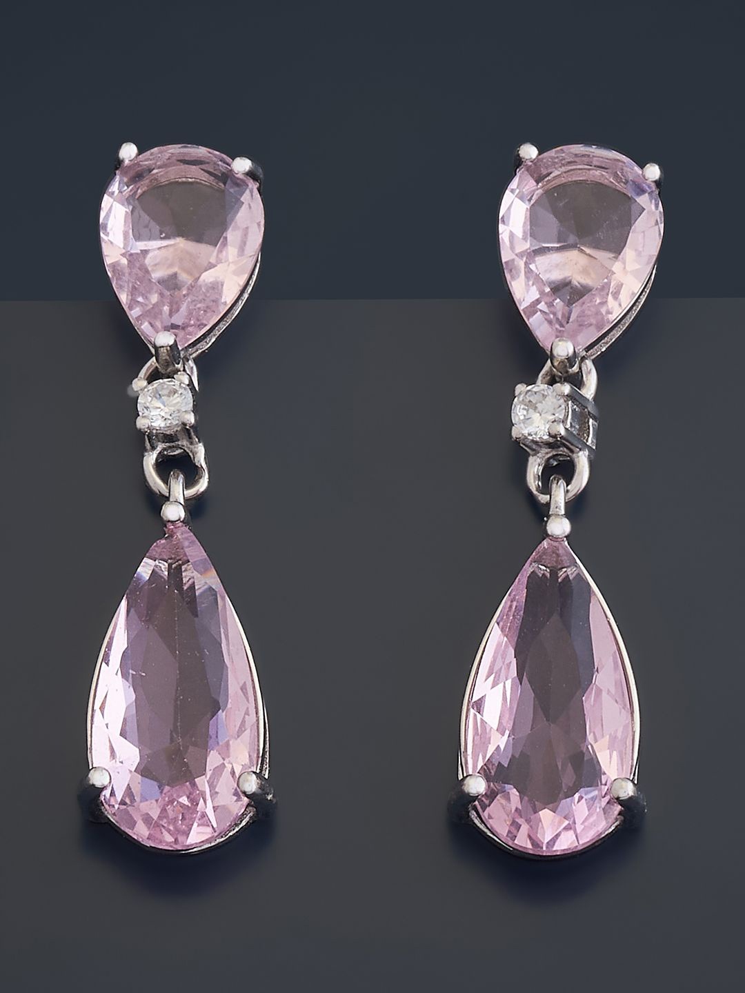 

Kushal's Fashion Jewellery Sterling Silver Cubic Zirconia Rhodium-Plated Drop Earrings