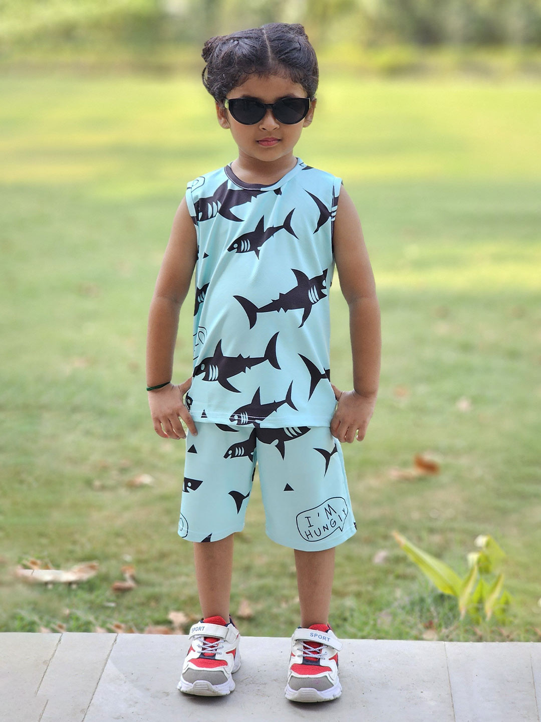 

Emblica Unisex Kids Conversational Printed T-shirt with Shorts, Blue