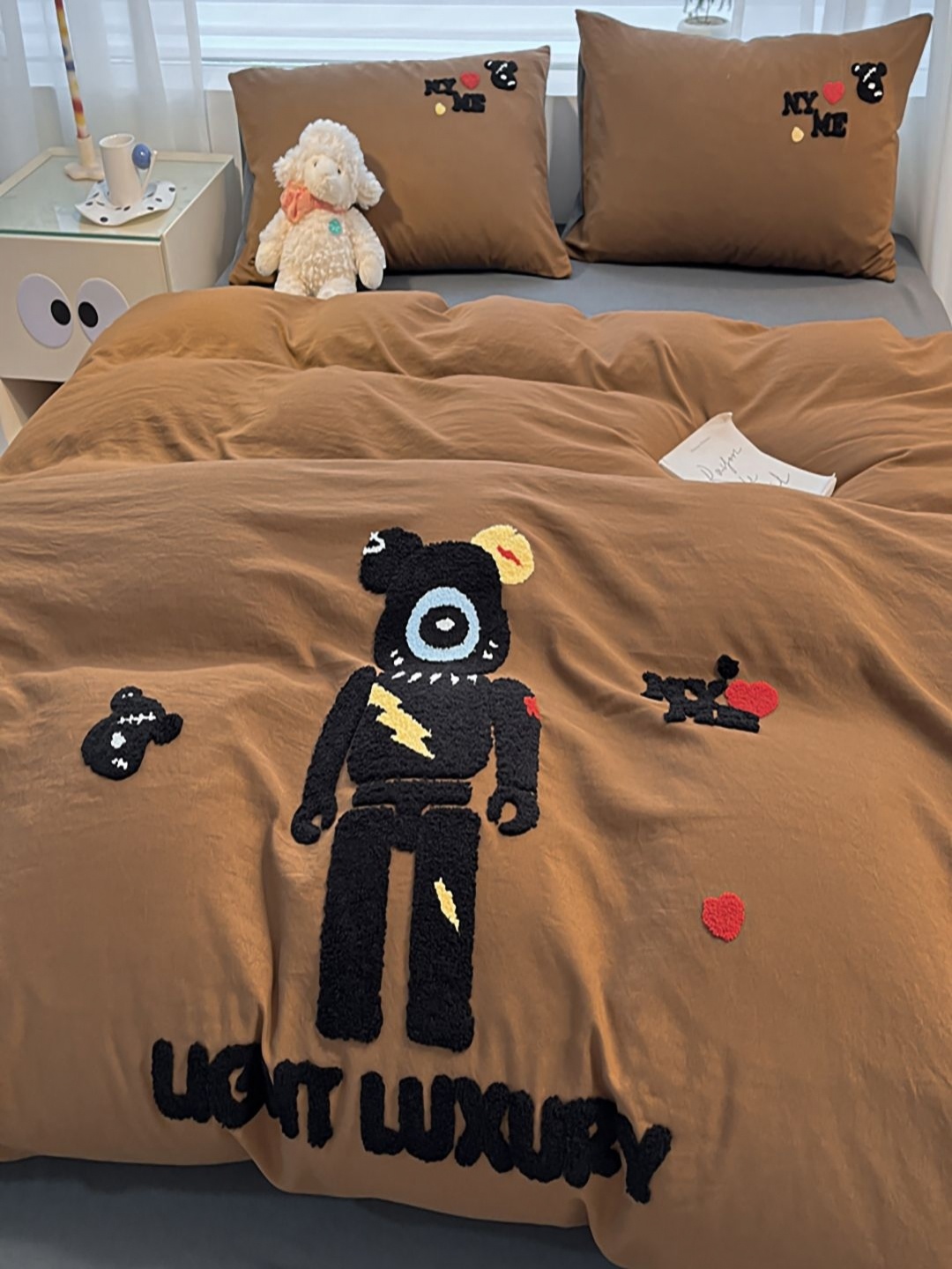 

JC HOME Grey & Black 3 Pieces Cartoon Characters Single AC Room Bedding Set