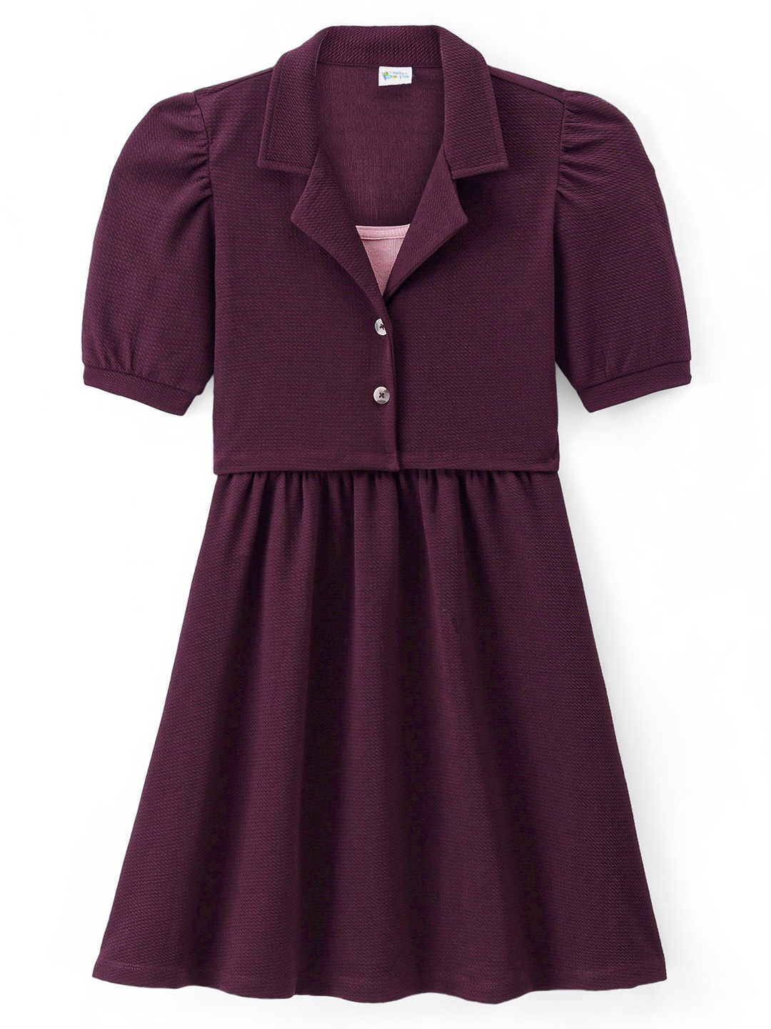 

Hola Bonita Girls Fit & Flare Dress With Half Sleeves Jacket, Purple