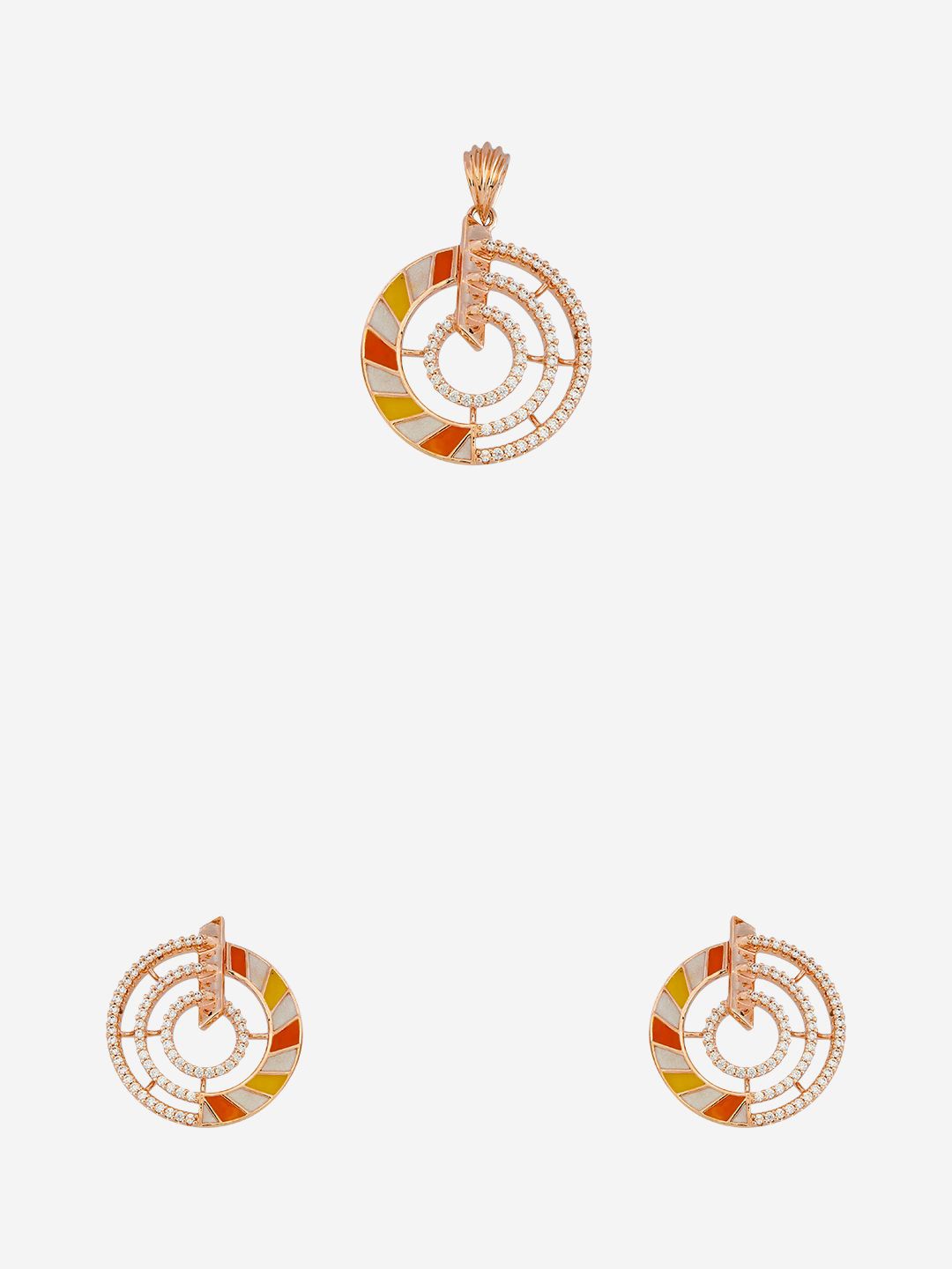 

Kushal's Fashion Jewellery Rose Gold Plated Cubic Zirconia Studded Jewellery Set