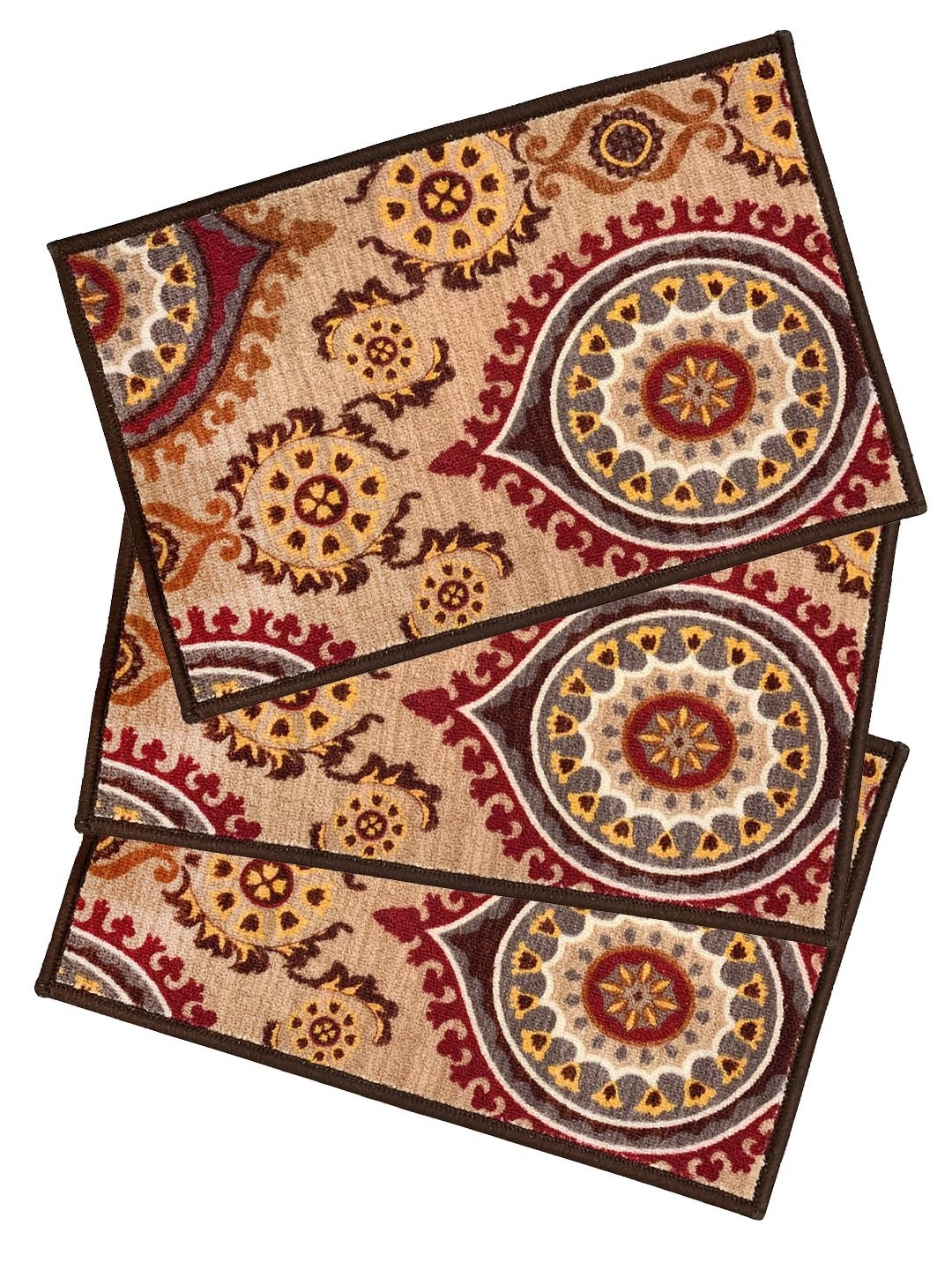 

Aura Beige & Brown 3 Pieces Ethnic motif Printed Anti Skid Doormats