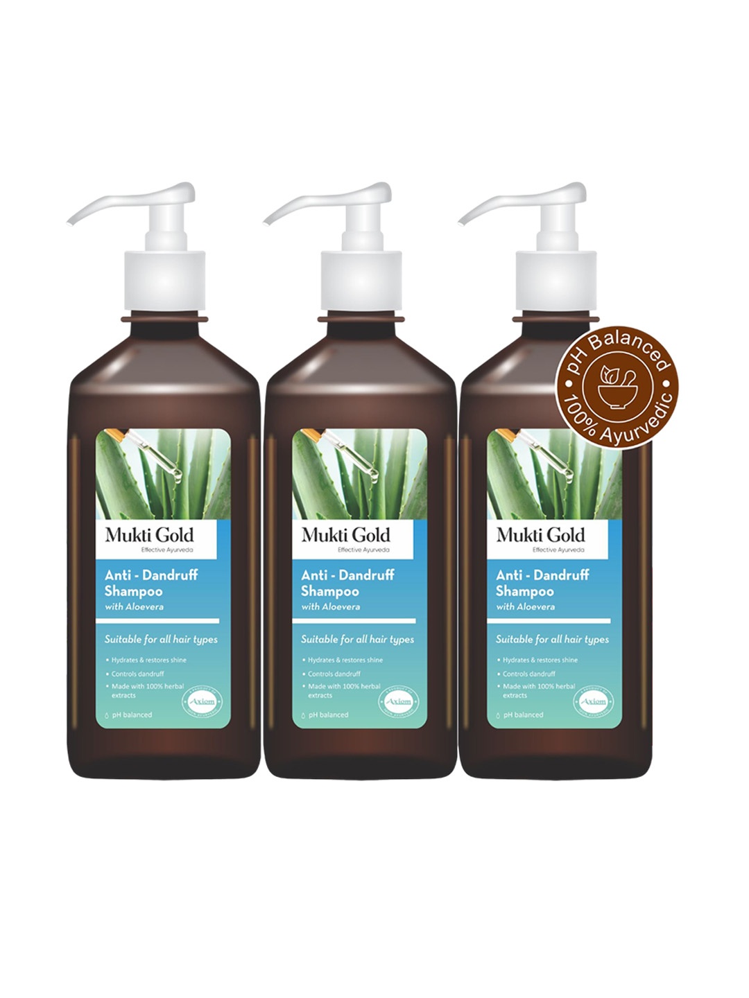 

Mukti Gold Set Of 3 Anti Dandruff Shampoo 400ml Each, Brown