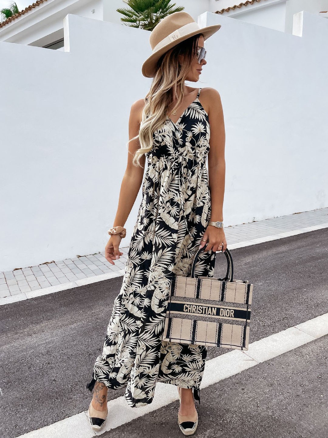 

StyleCast x Revolte Tropical Print A-Line Maxi Dress, White