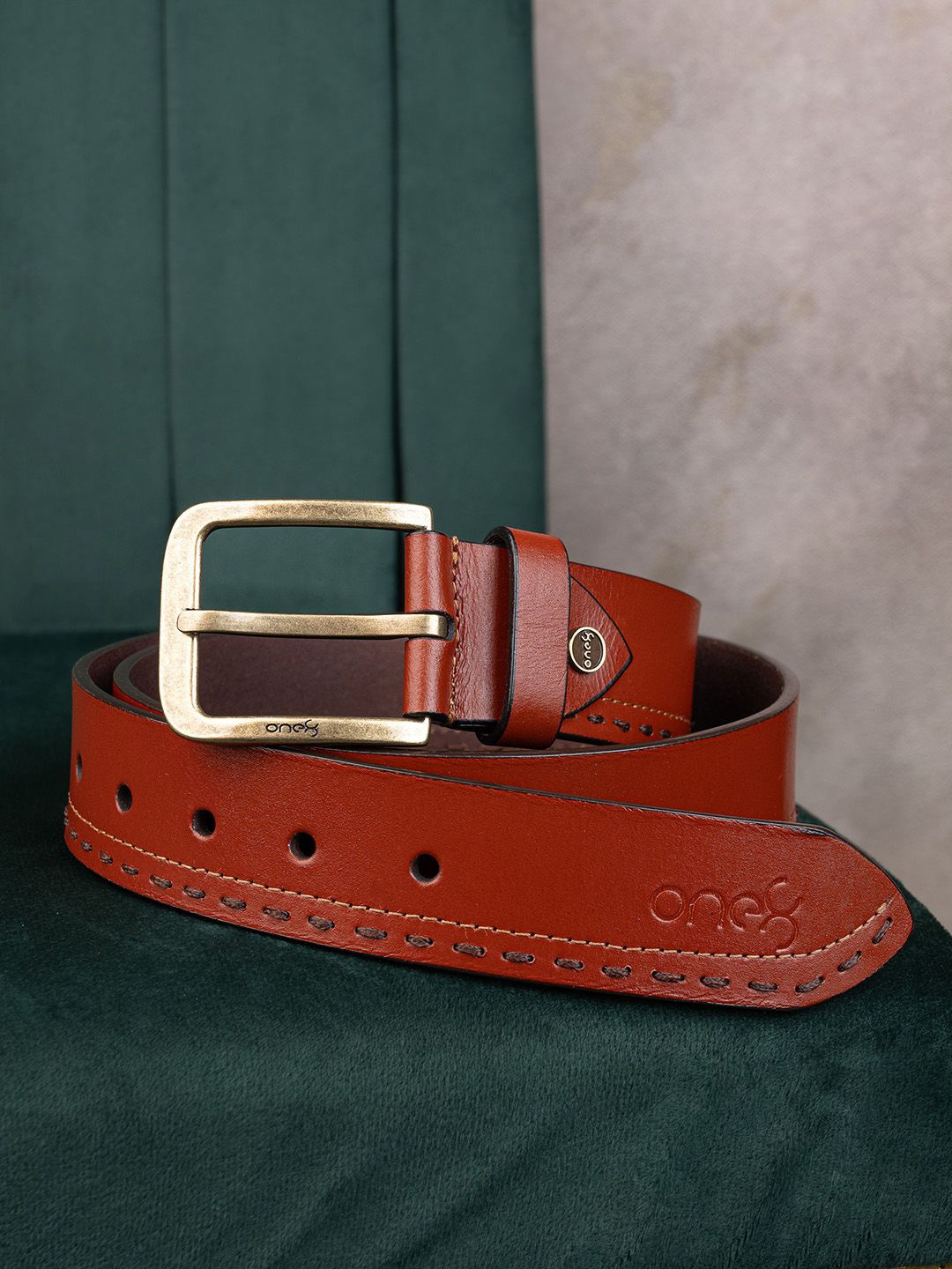 

One8 Men Leather Belt, Tan