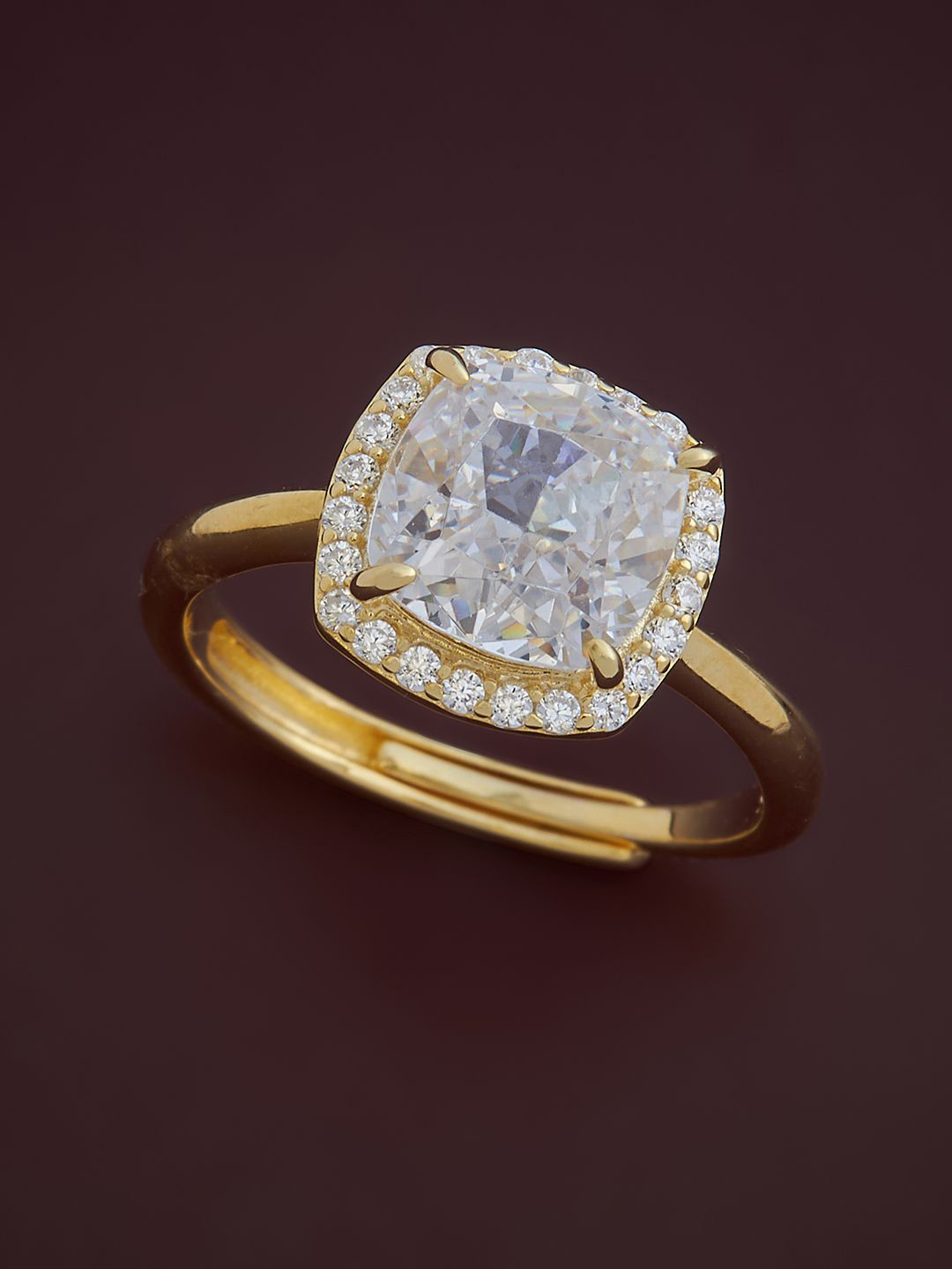 

Kushal's Fashion Jewellery Sterling Silver Cubic Zirconia Gold-Plated Finger Ring