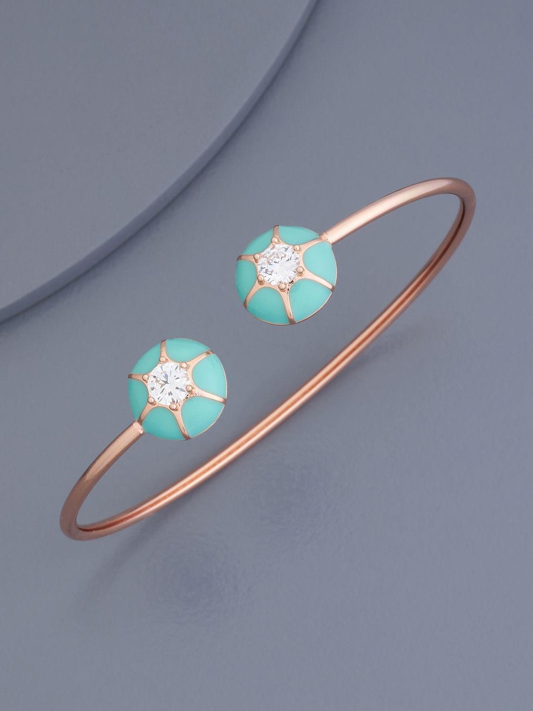 

Kushal's Fashion Jewellery Rose Gold-Plated Cubic Zirconia Cuff Bracelet