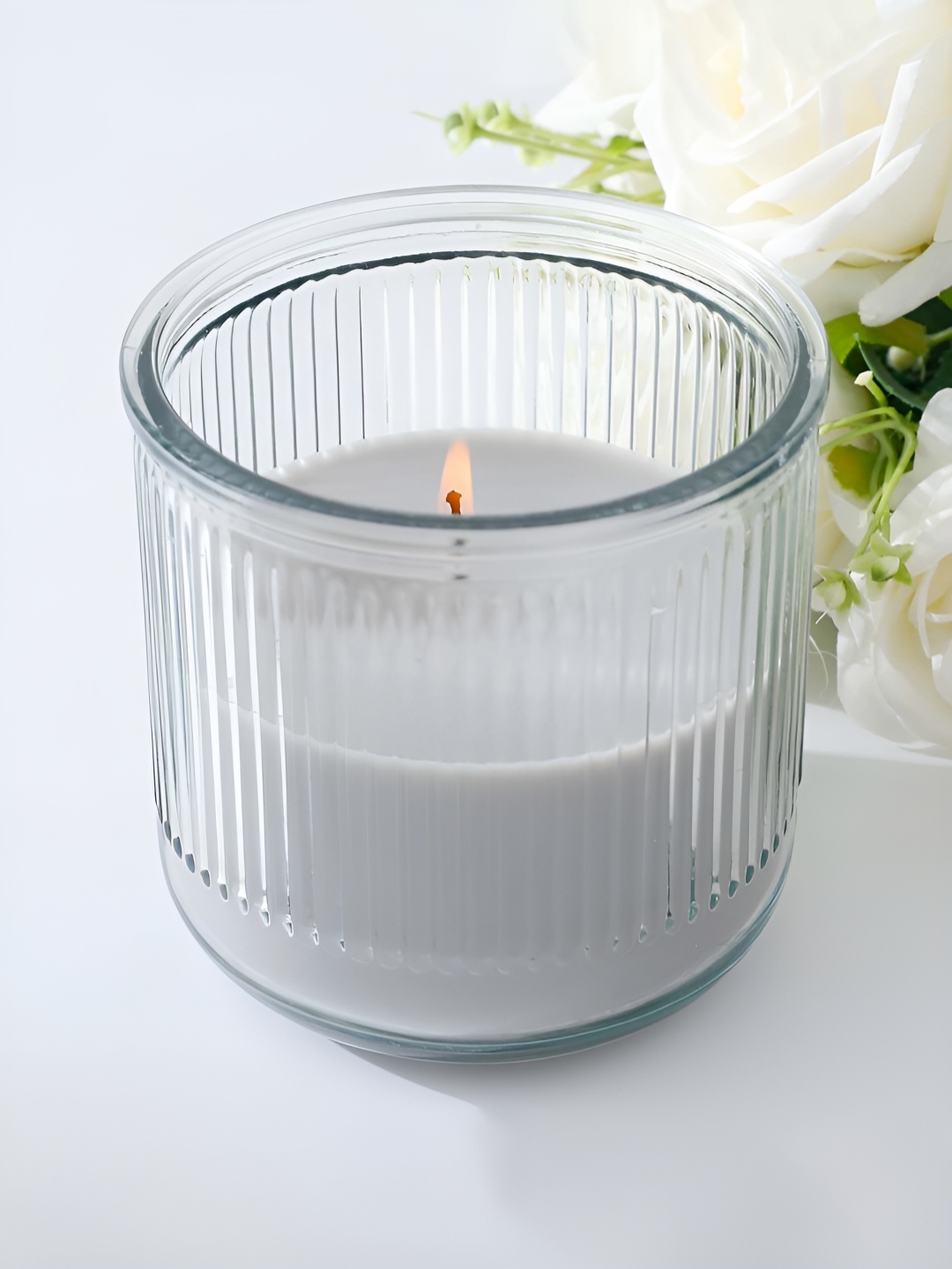 

Ekhasa White & Grey Textured Soy Wax Teak Wood Scented Jar Candle